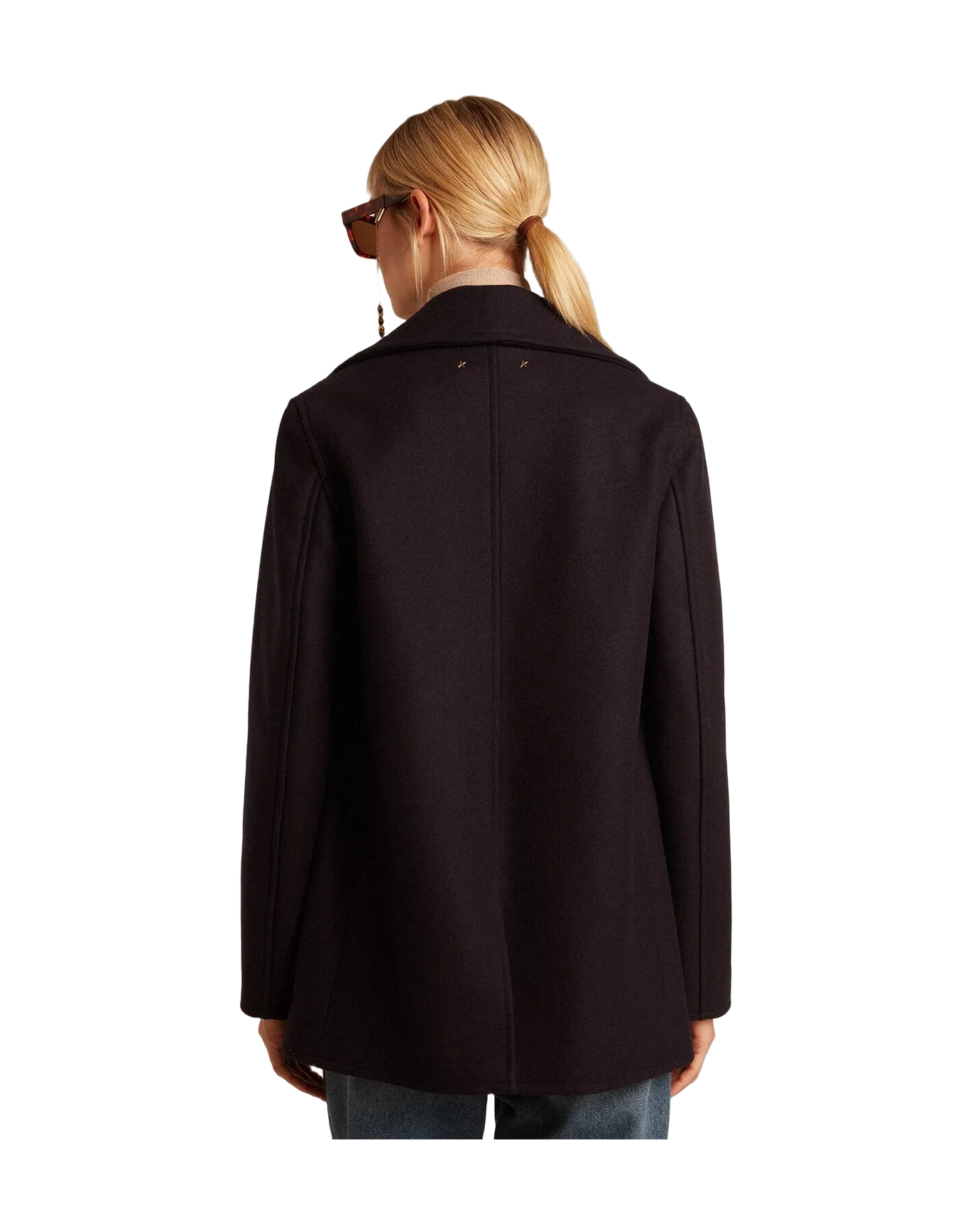 Women | Peacoat With Gold Colored Heraldic Buttons | Dark Blue - Image 6