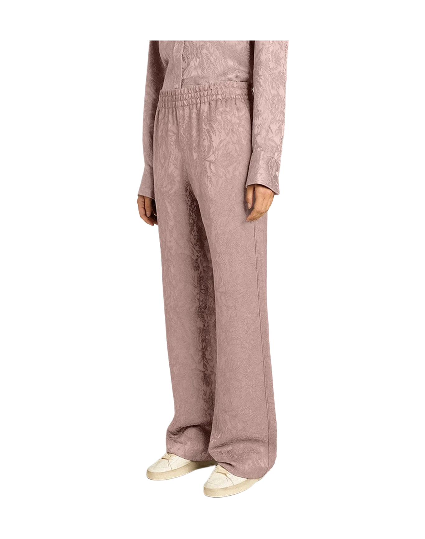 Women | Pink Viscose Pants With Floral Pattern | Woodrose - Image 10