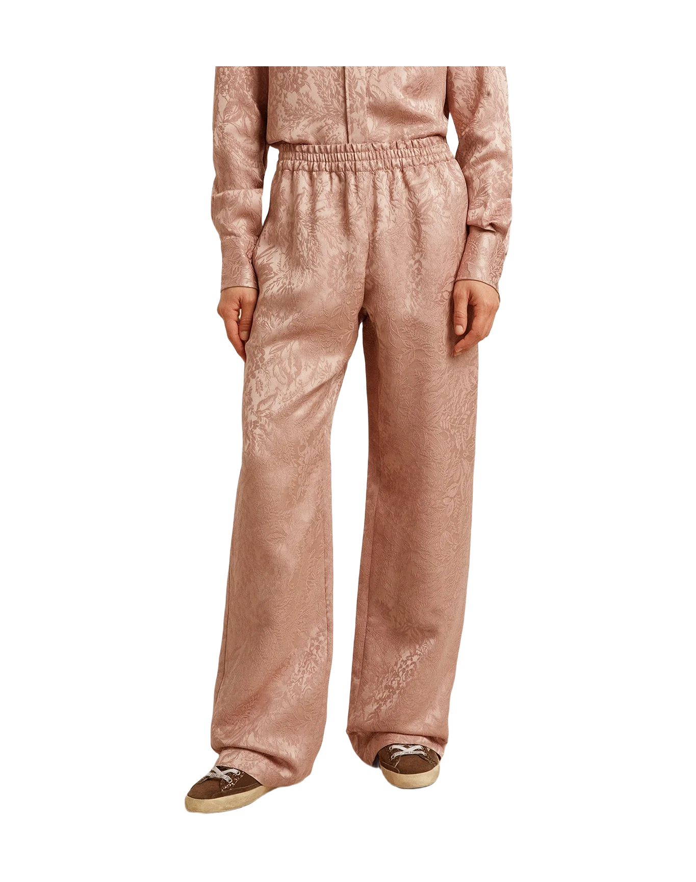 Women | Pink Viscose Pants With Floral Pattern | Woodrose - Image 7