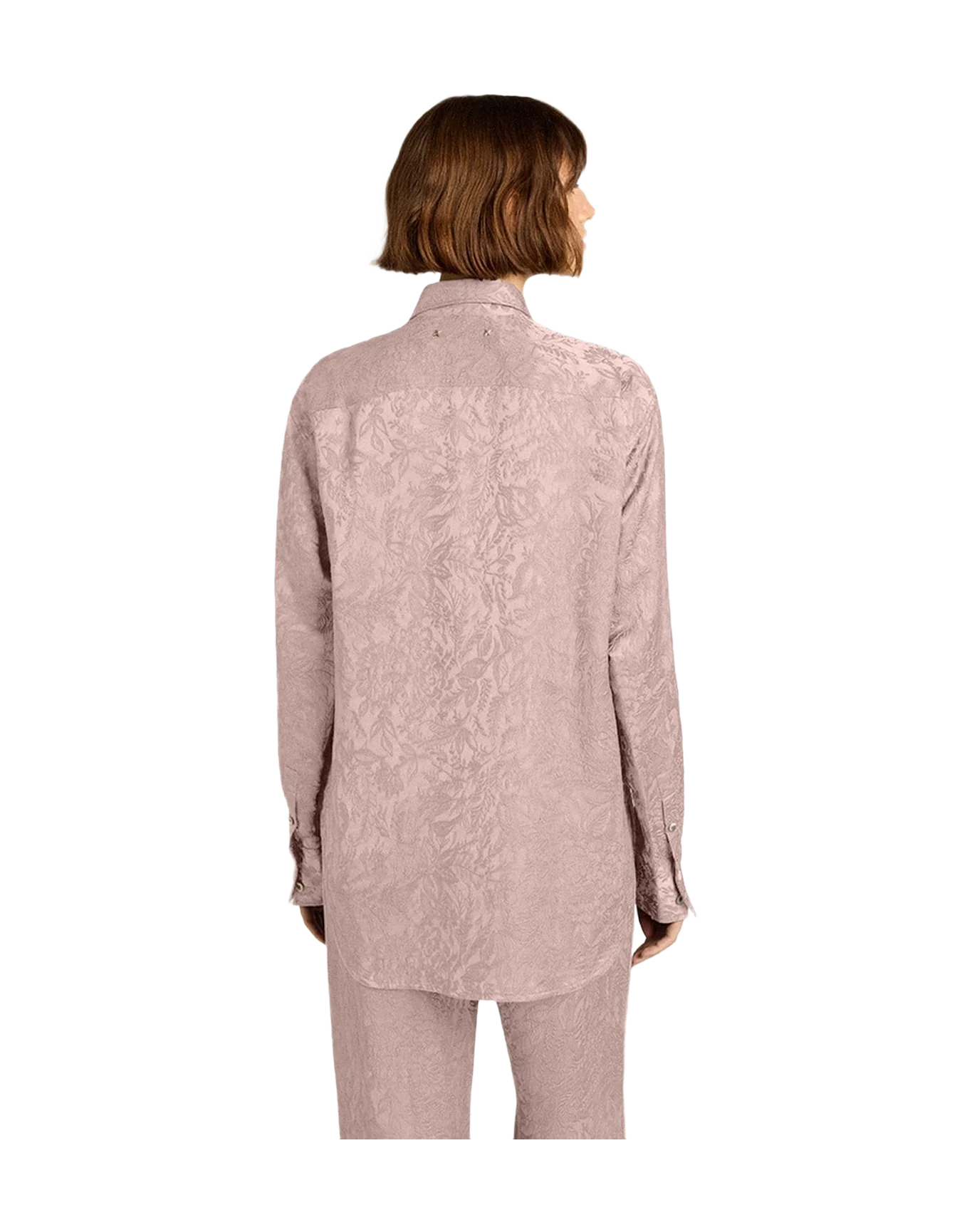 Women | Pink Viscose Shirt With Floral Pattern | Woodrose - Image 11