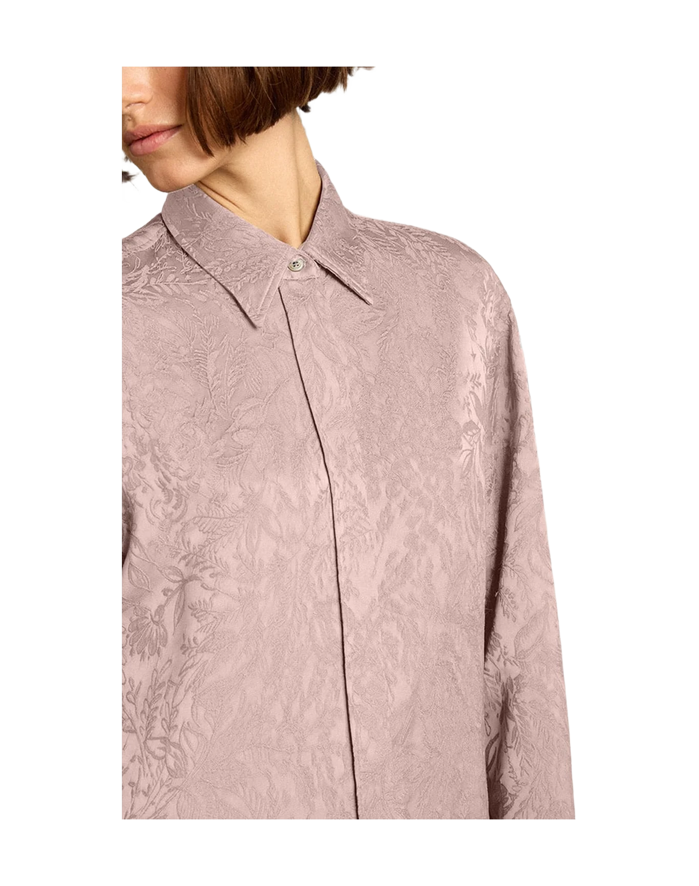 Women | Pink Viscose Shirt With Floral Pattern | Woodrose - Image 3