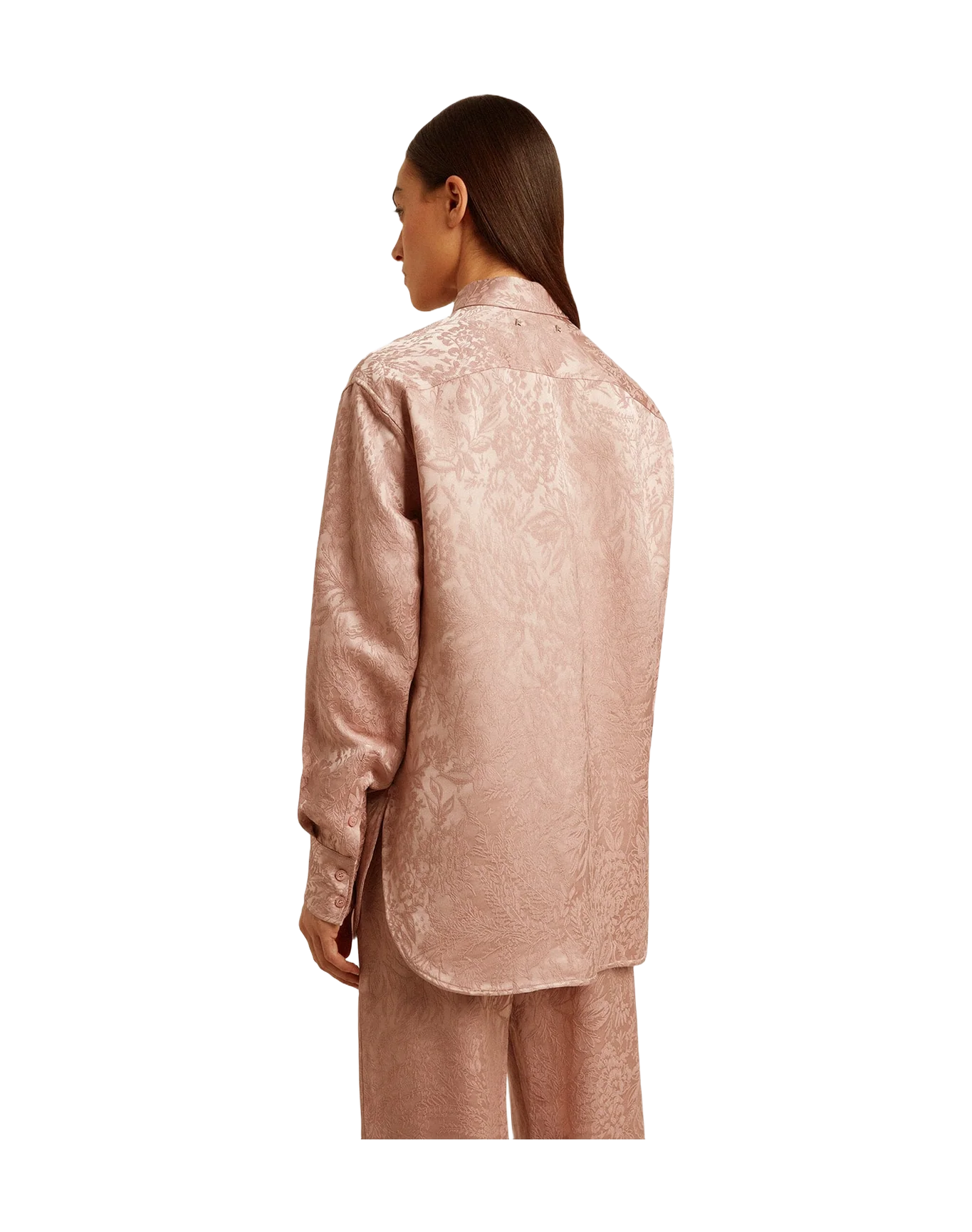 Women | Pink Viscose Shirt With Floral Pattern | Woodrose - Image 7