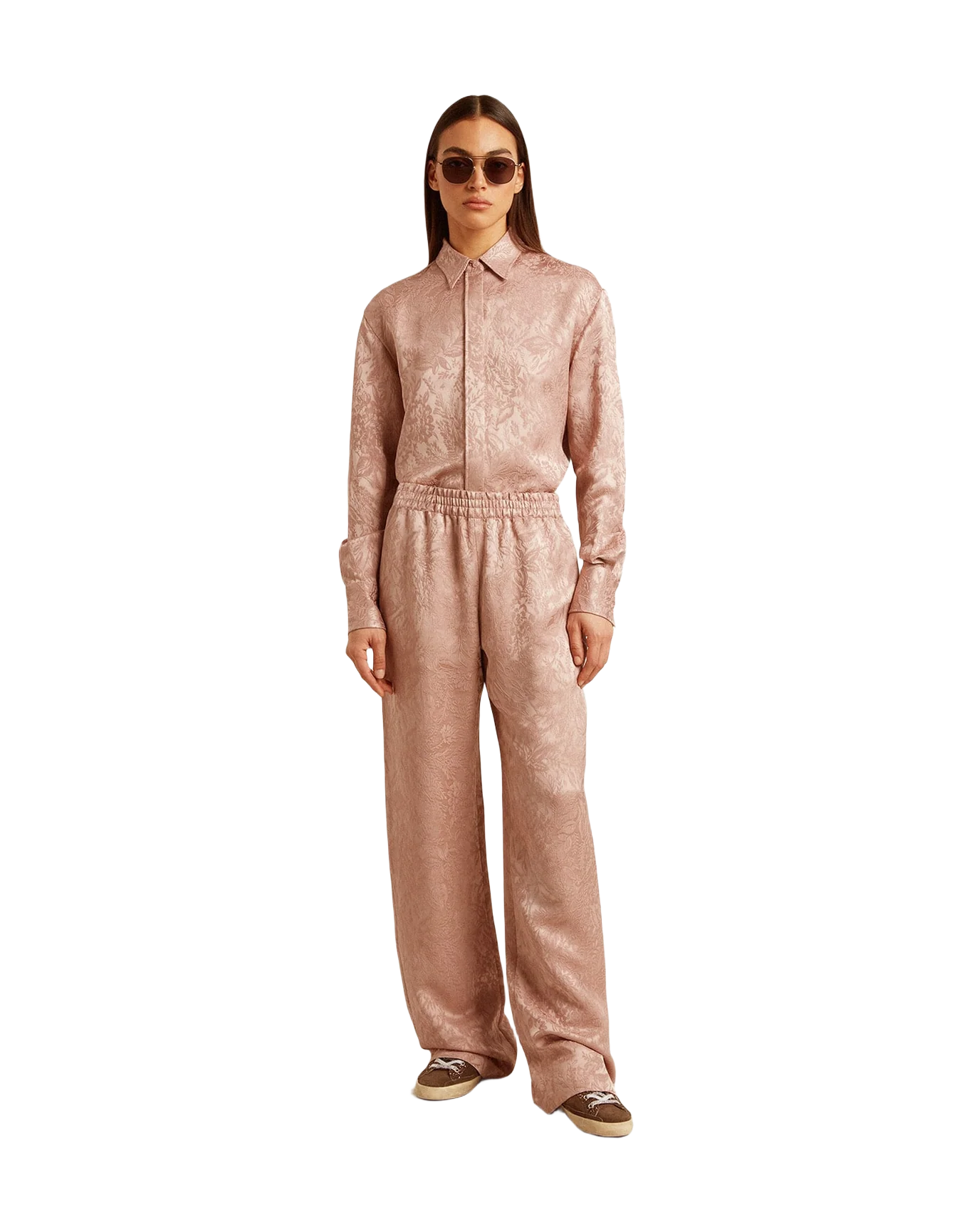 Women | Pink Viscose Shirt With Floral Pattern | Woodrose - Image 8