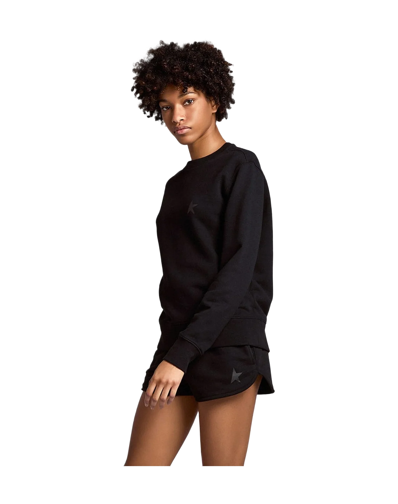 Women | Shorts With Tone On Tone Star | Black - Image 2