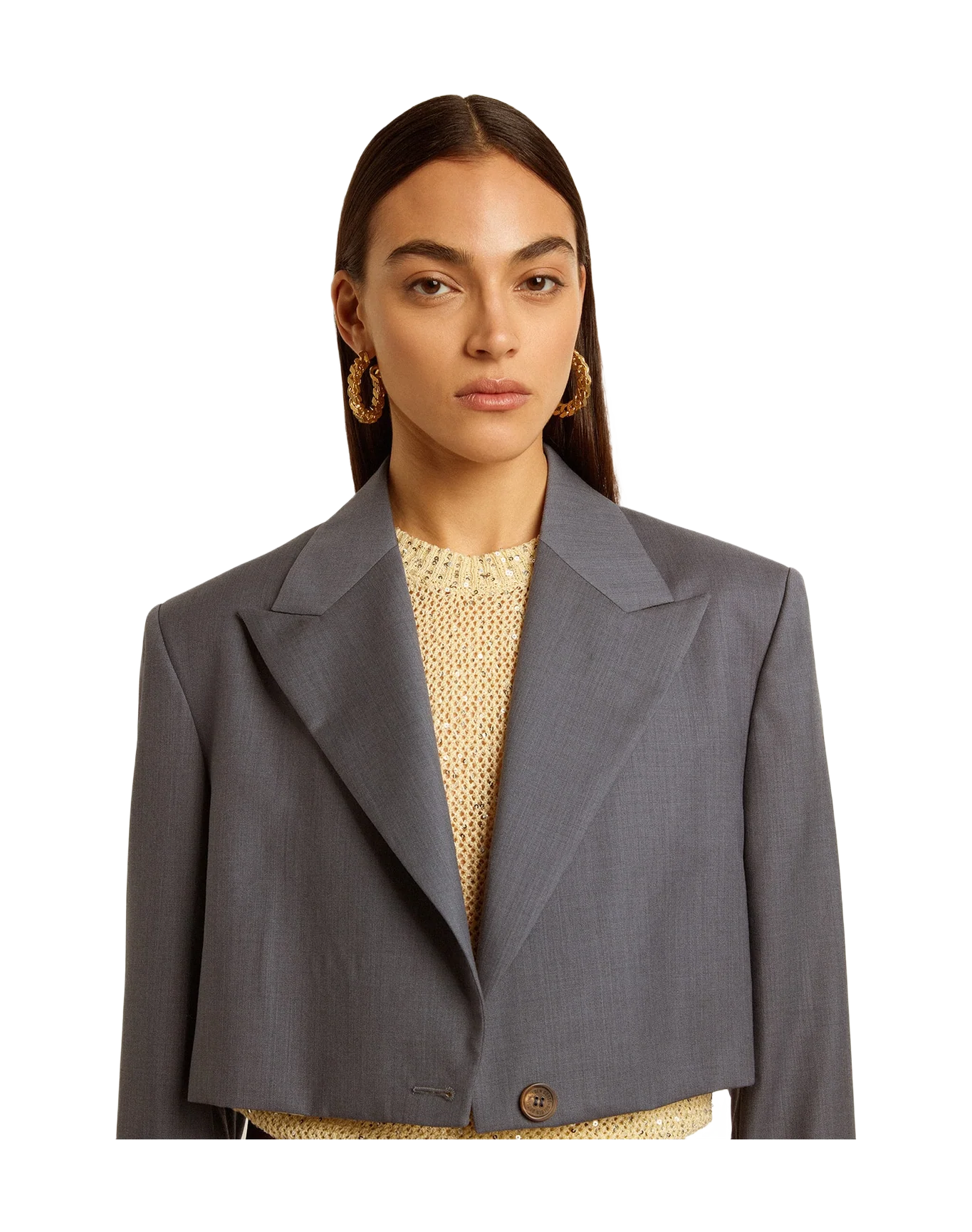 Women | Single Breasted Cropped Jacket In Baby Blue Wool | Grisallie - Image 13