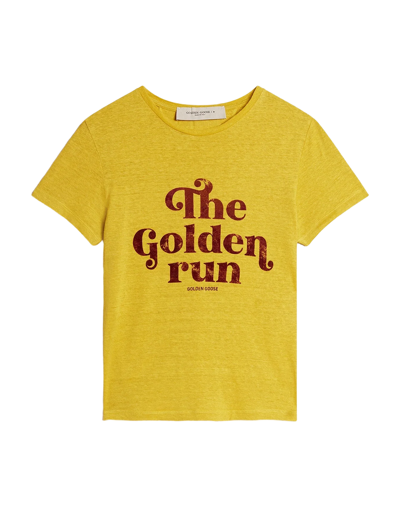 Women | T Shirt In Yellow Linen | Maize x Windsor Wine - Image 9