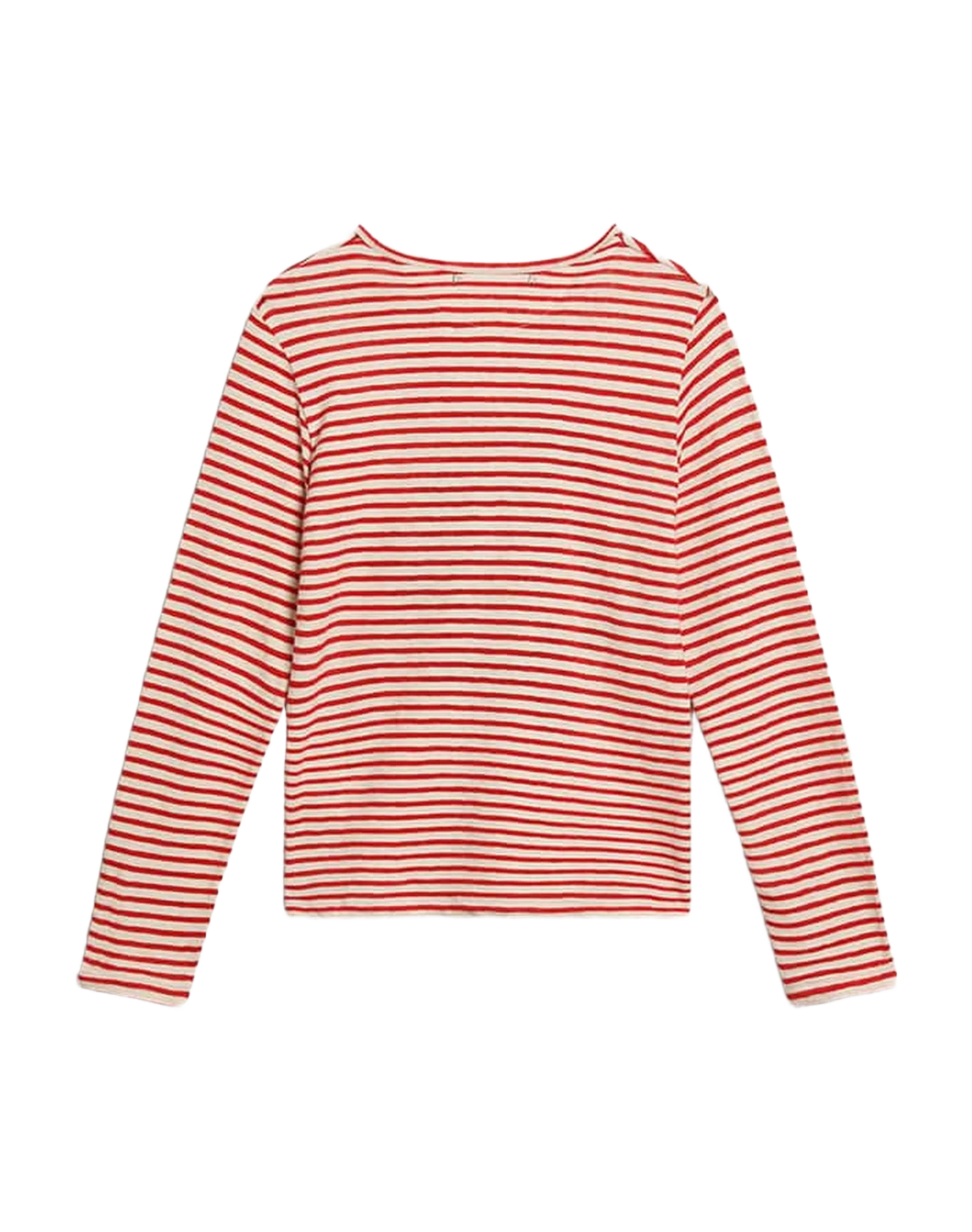 Women | T Shirt With White And Stripes And Embroidery On The Front | Ecru x Tango Red - Image 5
