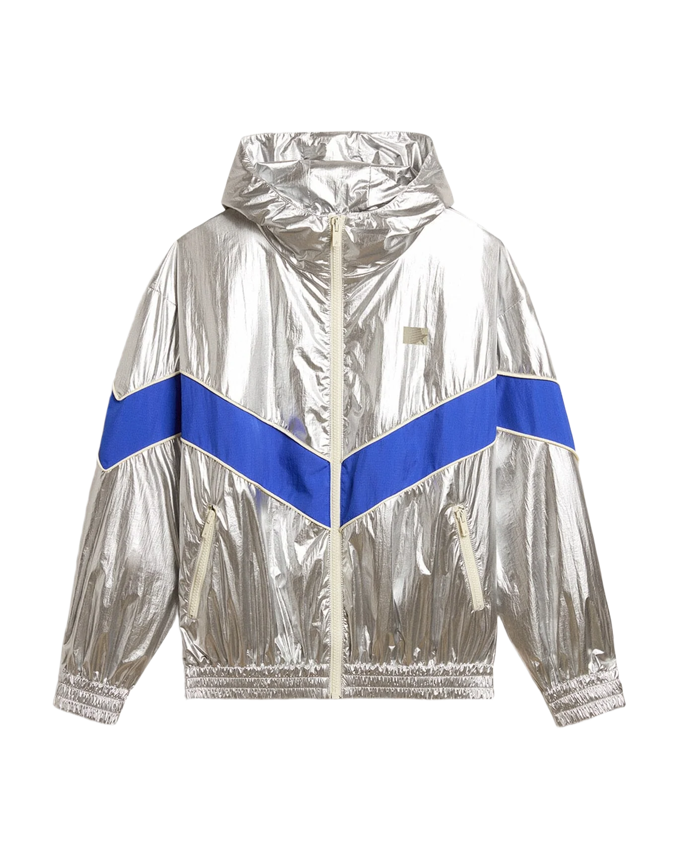 Women | Windcheater In Technical Fabric | Silver x Marathon Blue - Image 3
