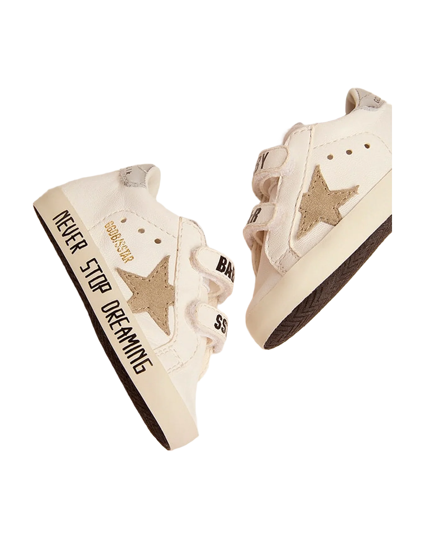 Kids | Baby Old School with Dove Gray Suede Star | White x Taupe x Silver - Image 2