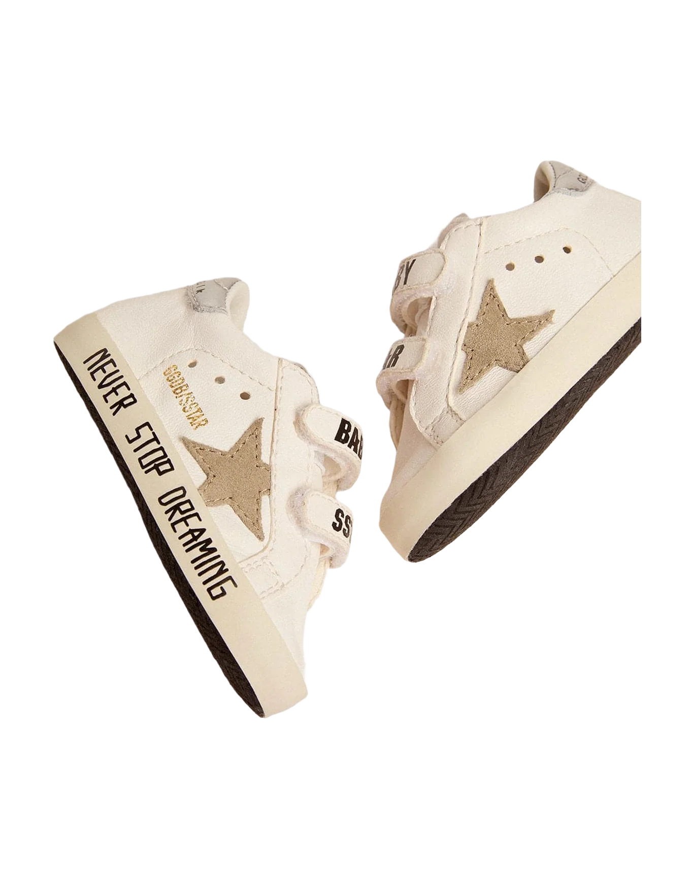 Kids | Baby Old School with Dove Gray Suede Star | White x Taupe x Silver - Image 5