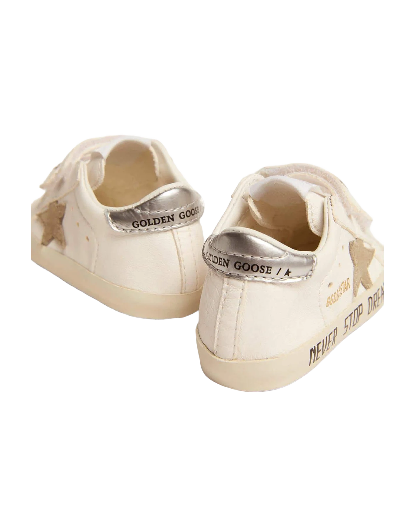Kids | Baby Old School with Dove Gray Suede Star | White x Taupe x Silver - Image 7