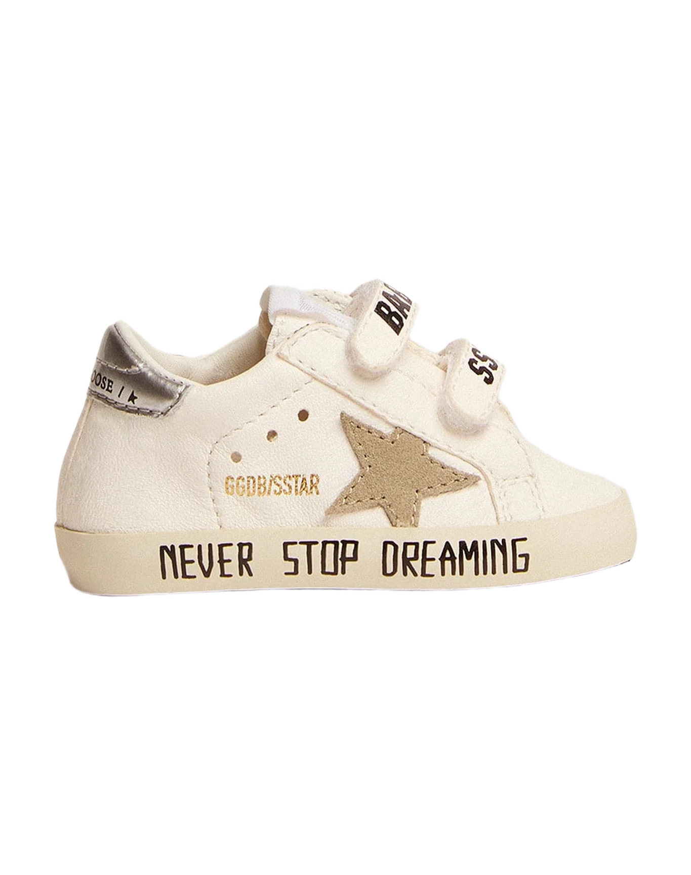 Kids | Baby Old School with Dove Gray Suede Star | White x Taupe x Silver - Image 8
