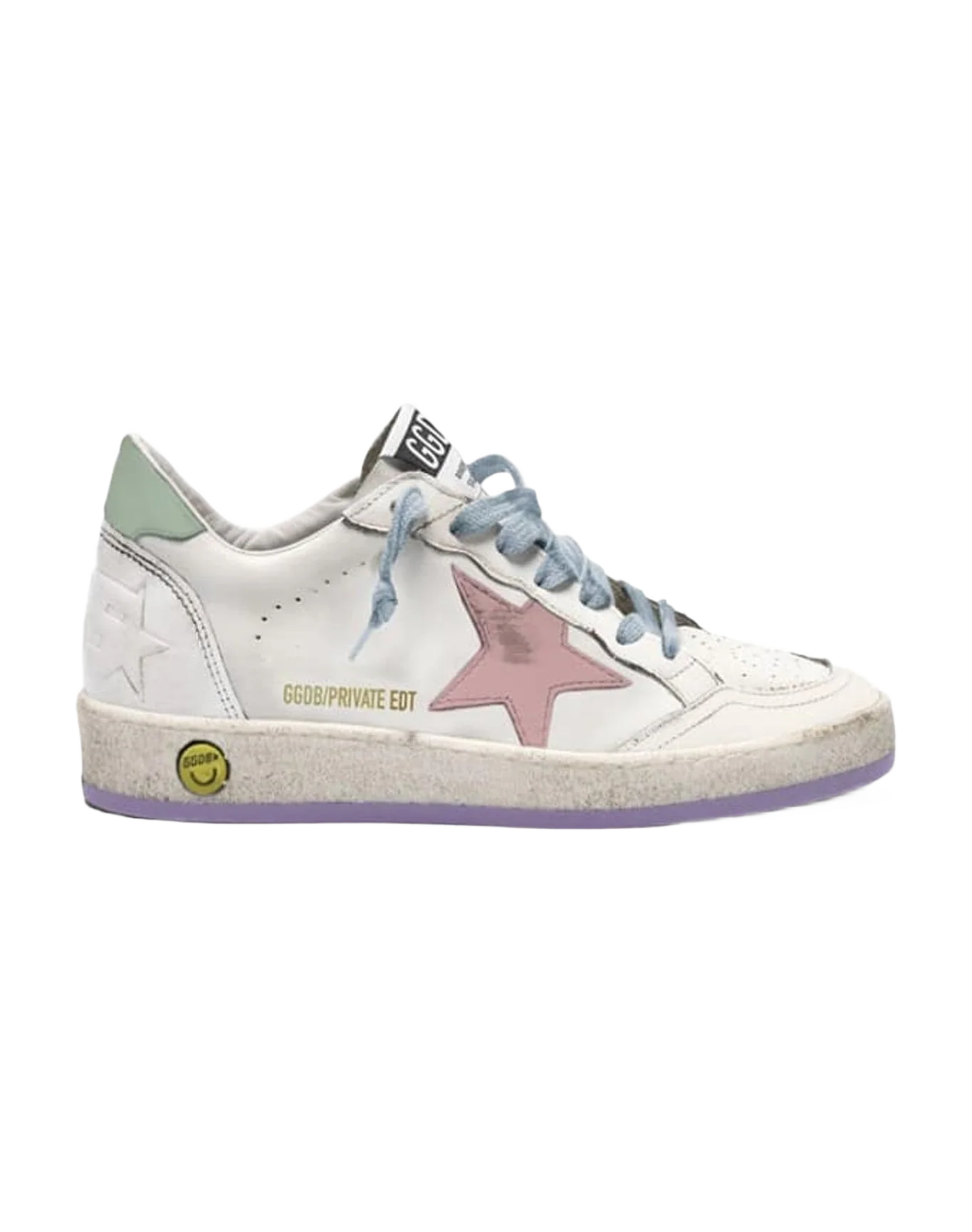 Kids | Ball Star Junior White Leather with Pink Star | White x Ancient Pink x Aqua Gray