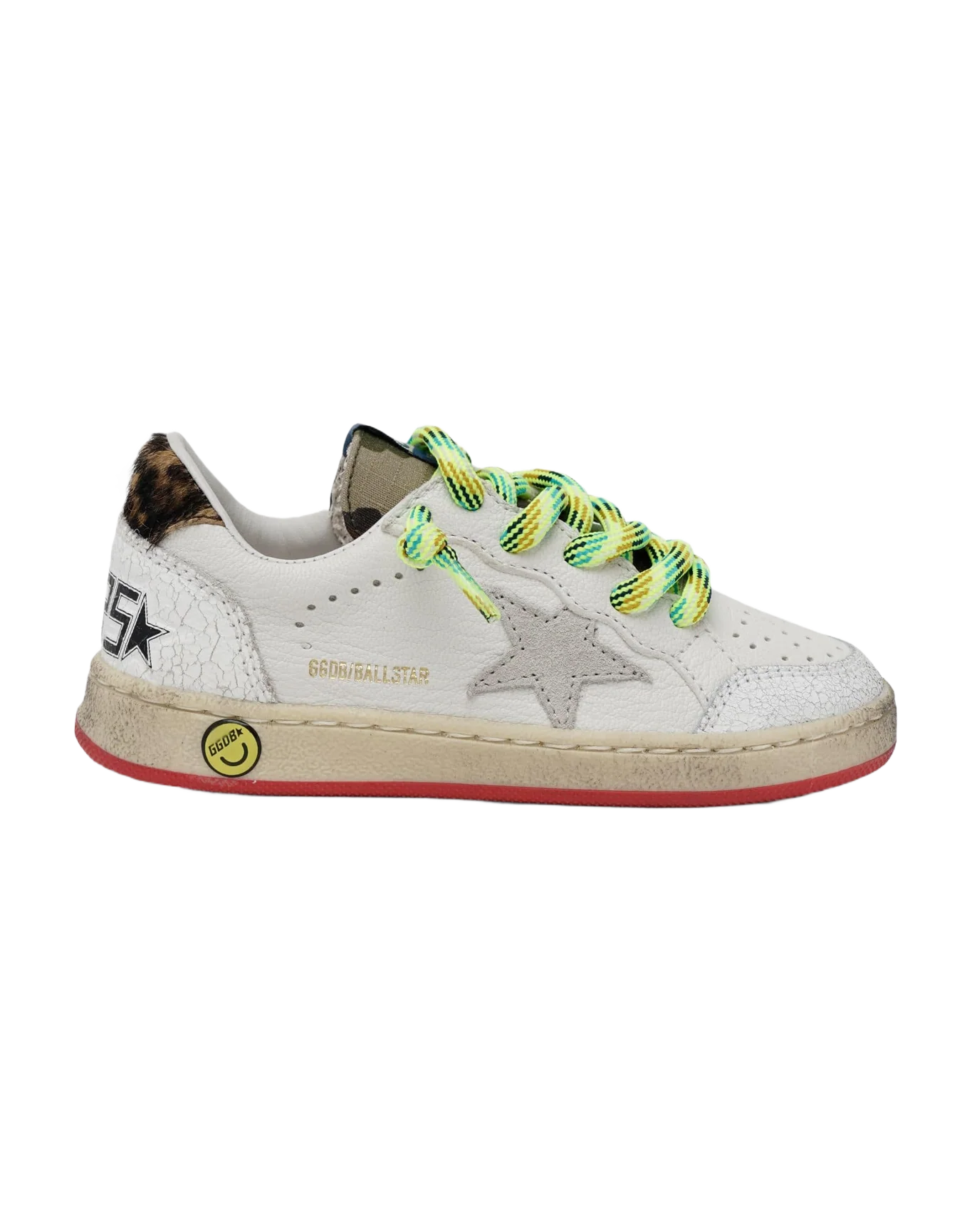 Kids | Ball Star Nappa Upper Suede Star Crack Leather Heel | White x Green Camouflage x Ice x Beige Brown Leo - Image 3