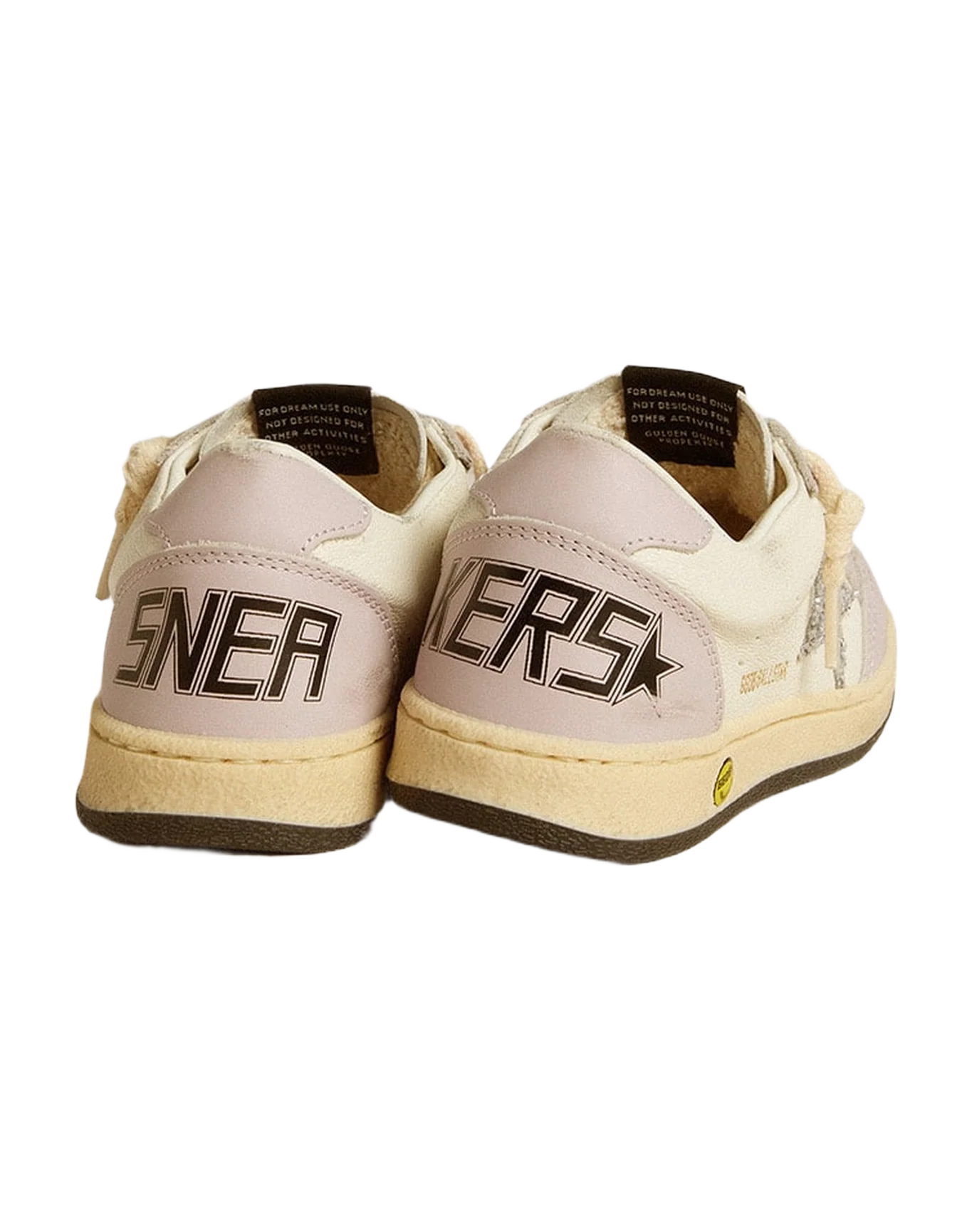 Kids | Ball Star Young White & Lilac Nappa with Leather Toe & Heel & Silver Glitter Star | White x Lilac x Silver - Image 6