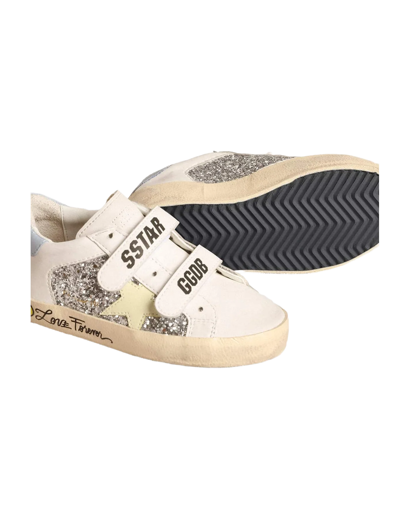 Kids | Bio-Based Old School Junior with Yellow Star & Glitter Inserts | Silver x White x Light Yellow x Powder Blu x Beige - Image 3