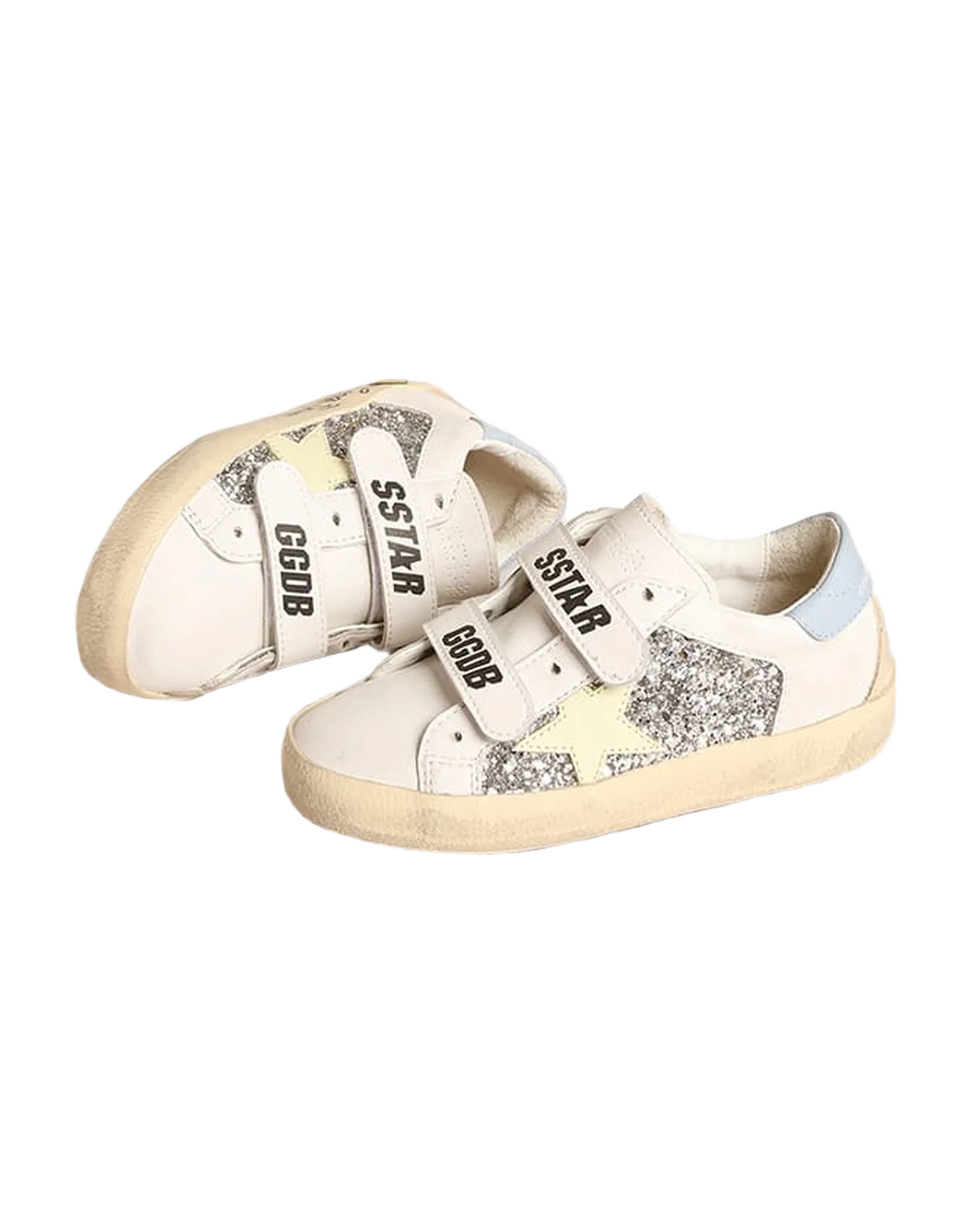 Kids | Bio-Based Old School Junior with Yellow Star & Glitter Inserts | Silver x White x Light Yellow x Powder Blu x Beige - Image 6