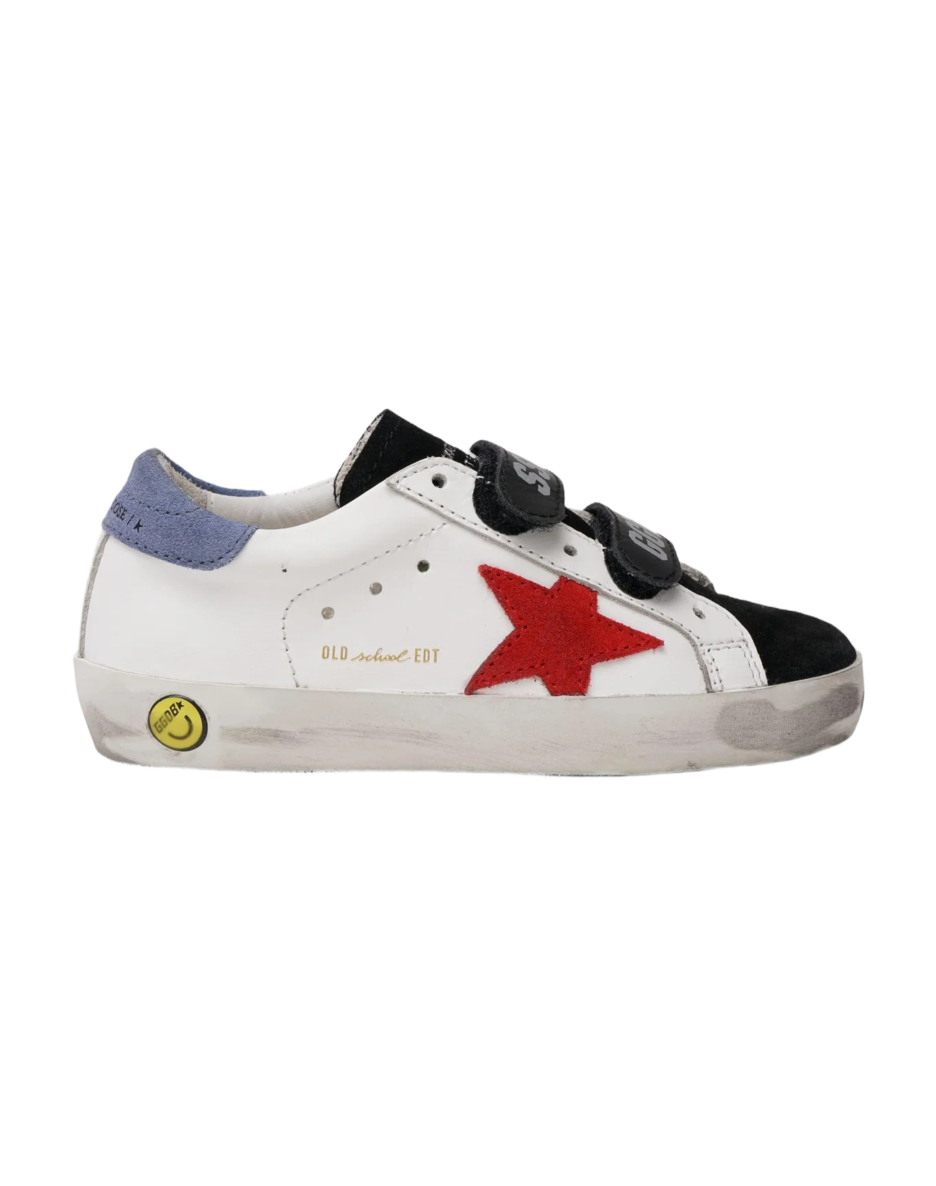 Kids | Black & White Old School Sneakers with Red Star | White x Black x Ruby x Powder Blue - Image 3
