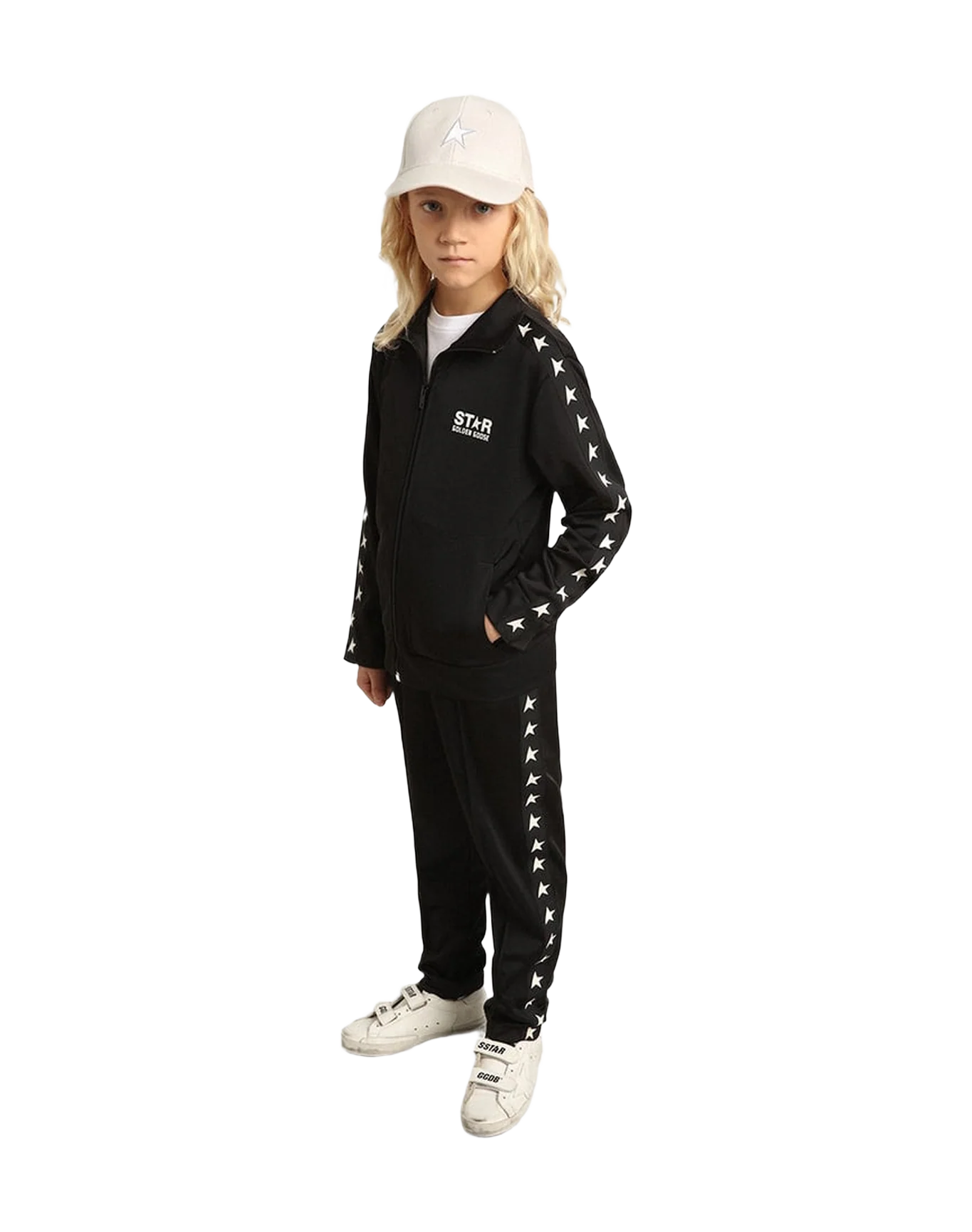 Kids | Black Joggers with Contrasting White Stars | Black x White - Image 9