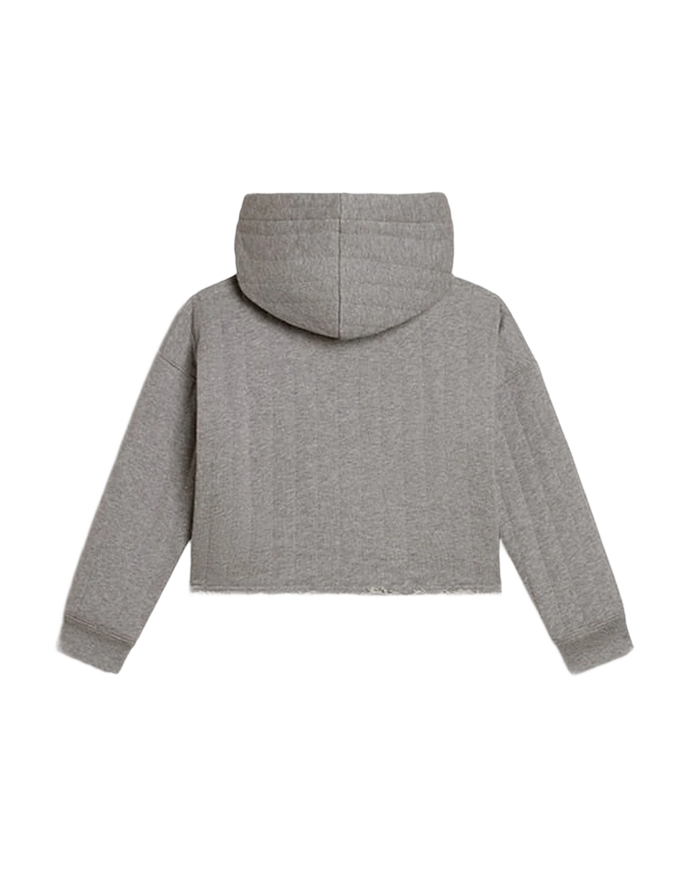 Kids | Cropped Sweatshirt Gray Melange with A Hood & Embroidery On The Front | Grey Melange - Image 4