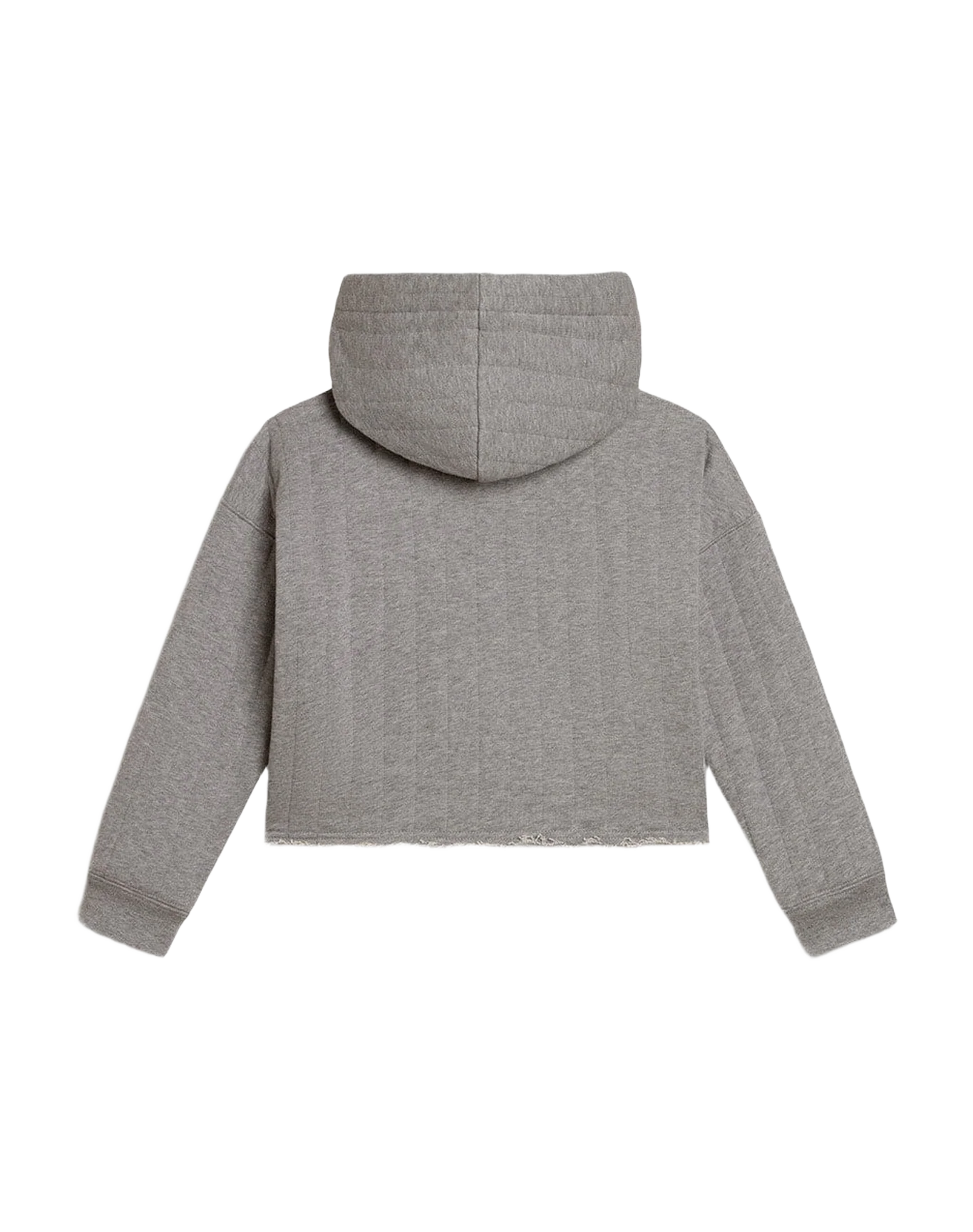 Kids | Cropped Sweatshirt Gray Melange with A Hood & Embroidery On The Front | Grey Melange - Image 5
