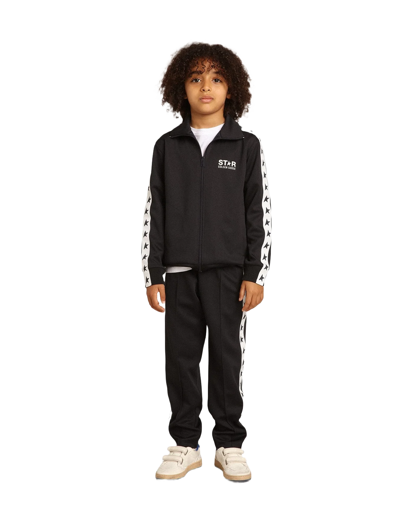 Kids | Dark Blue Joggers with White Strip & Contrasting Stars | Dark Blue x White - Image 3