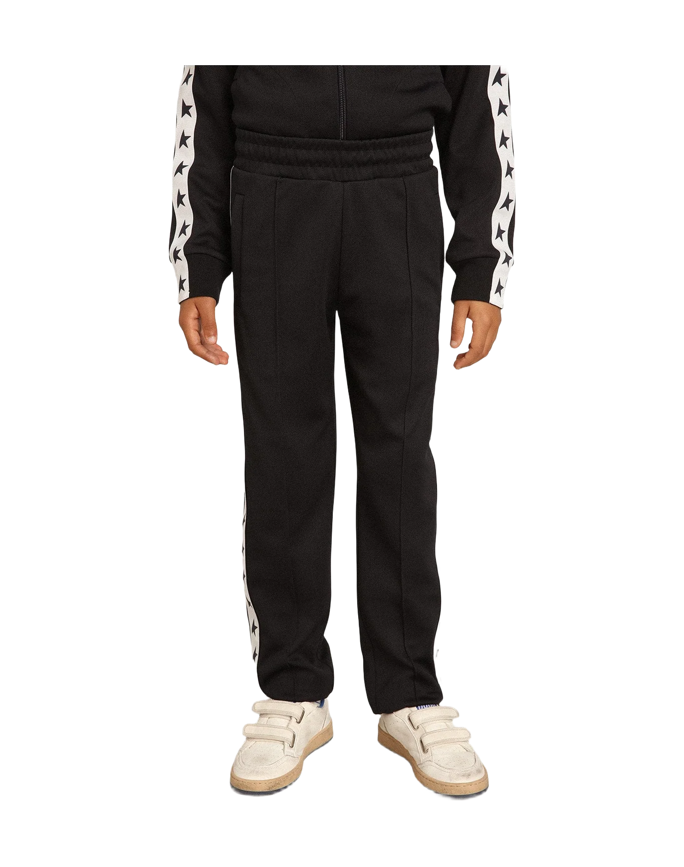 Kids | Dark Blue Joggers with White Strip & Contrasting Stars | Dark Blue x White - Image 5