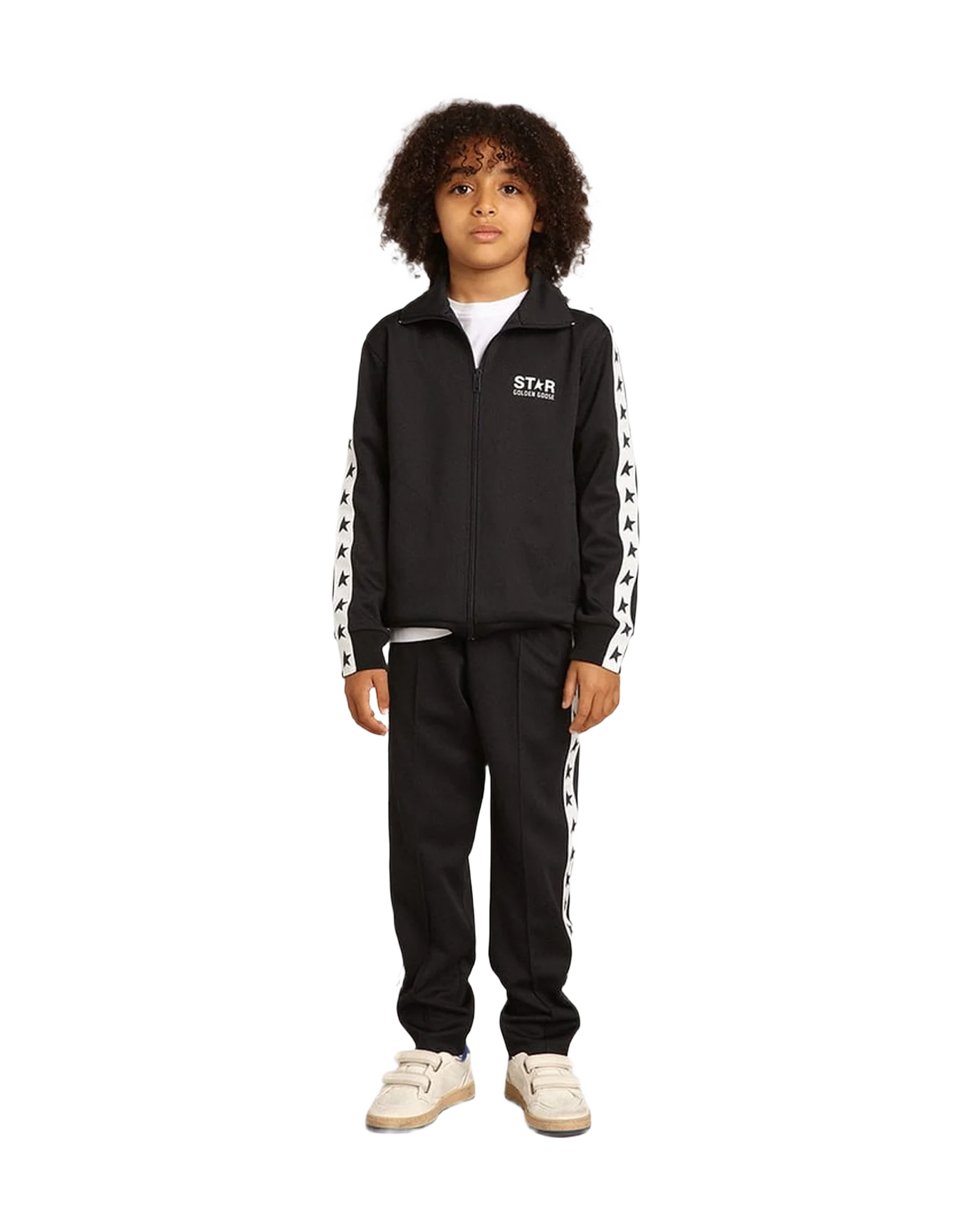 Kids | Dark Blue Joggers with White Strip & Contrasting Stars | Dark Blue x White - Image 9