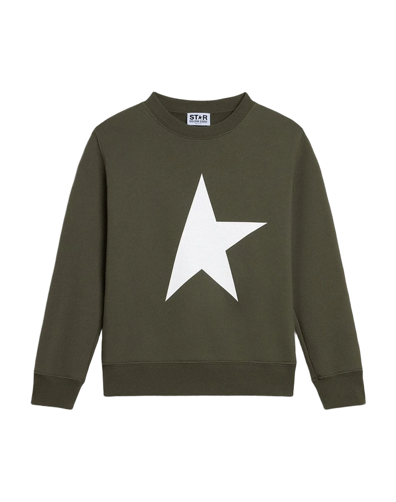 Kids | Dark Green Sweatshirt with White Maxi Star On The Front | Ivy Green x White