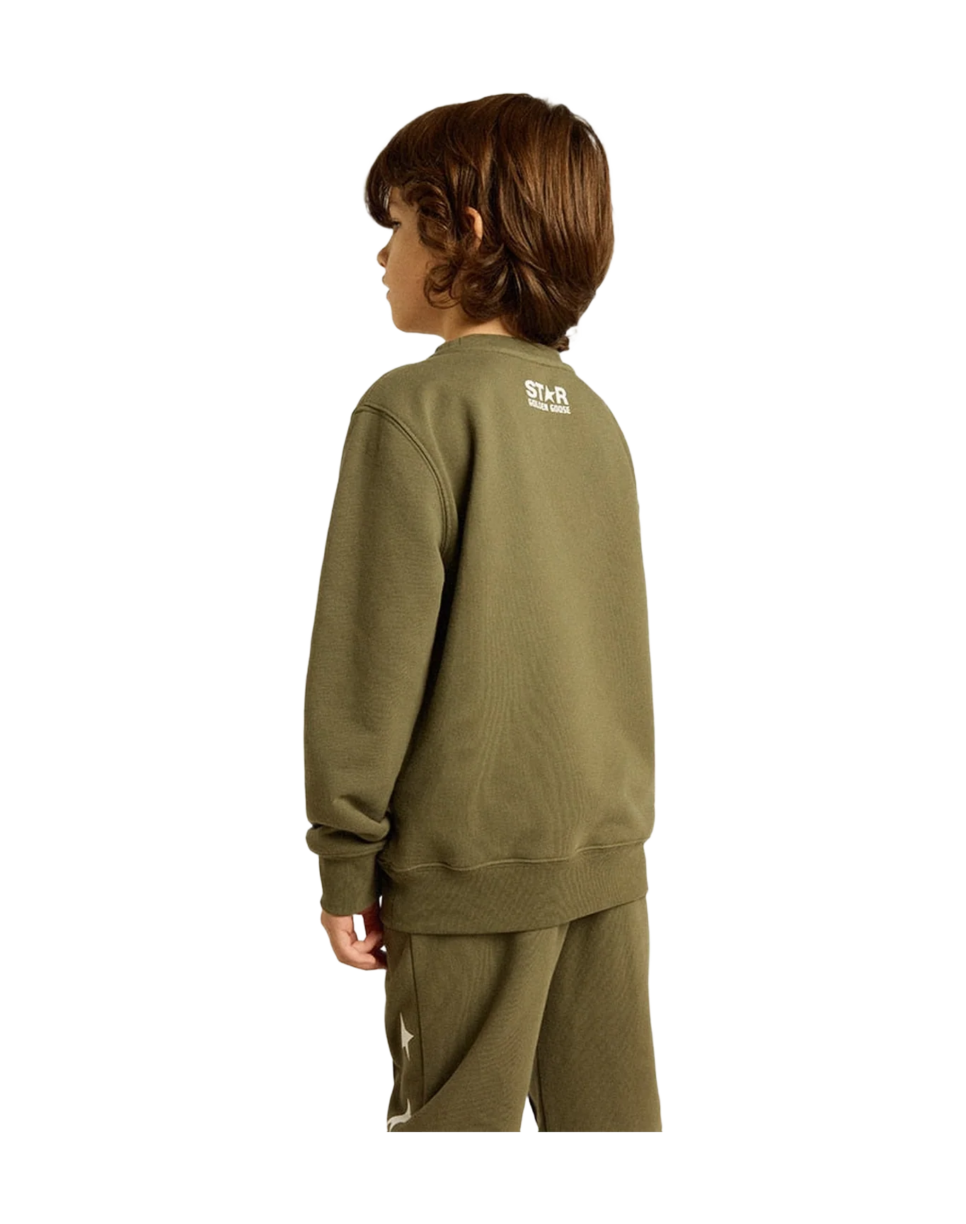 Kids | Dark Green Sweatshirt with White Maxi Star On The Front | Ivy Green x White - Image 10