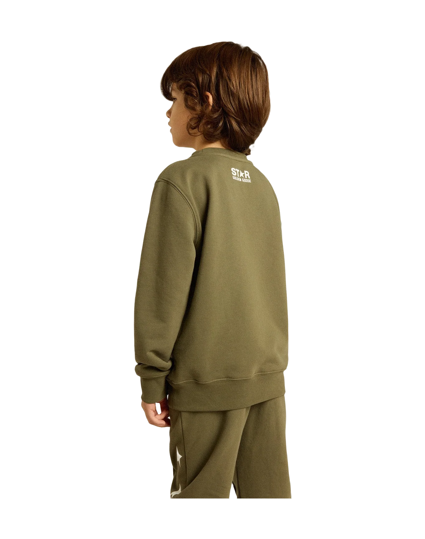 Kids | Dark Green Sweatshirt with White Maxi Star On The Front | Ivy Green x White - Image 6