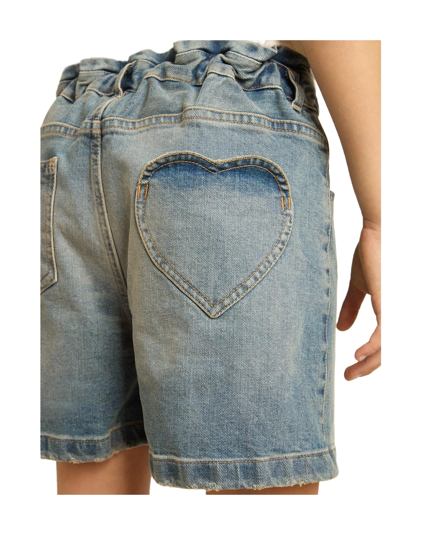 Kids | Denim Shorts with Distressed Finish | Medium Blue