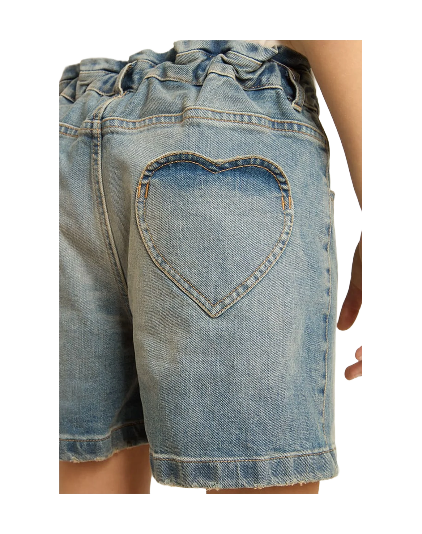 Kids | Denim Shorts with Distressed Finish | Medium Blue - Image 12