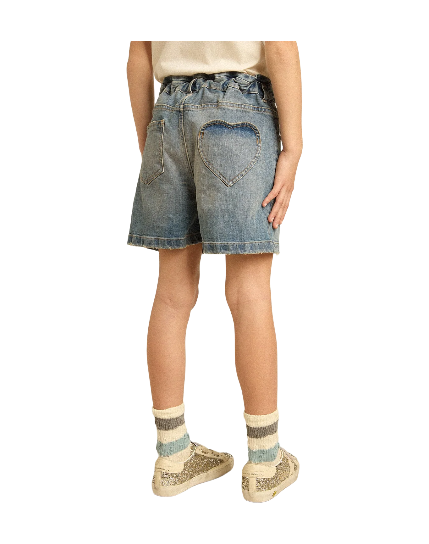 Kids | Denim Shorts with Distressed Finish | Medium Blue - Image 2