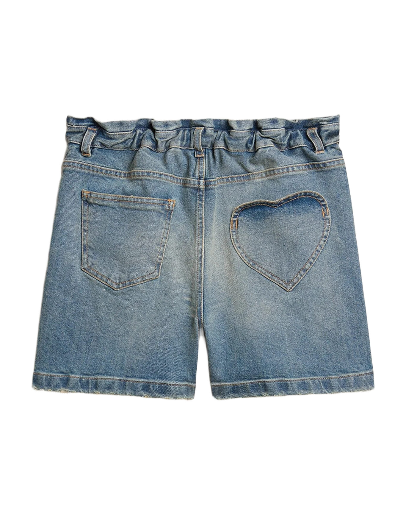 Kids | Denim Shorts with Distressed Finish | Medium Blue - Image 6