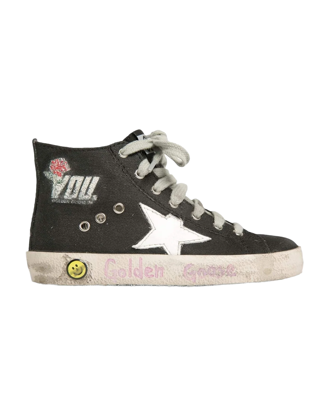 Kids | Francy Sneakers Black Canvas with Violet Glitter
