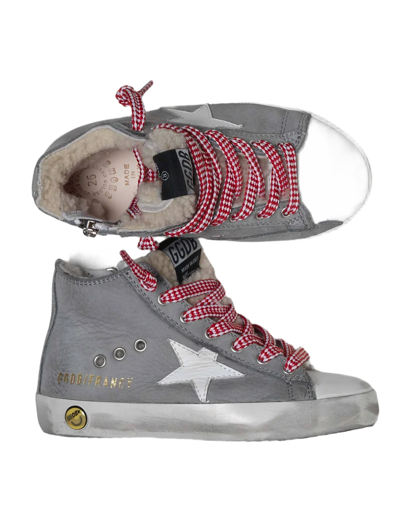 Kids | Francy Sneakers Grey Leather & Internal Shearling (V2) - Image 2