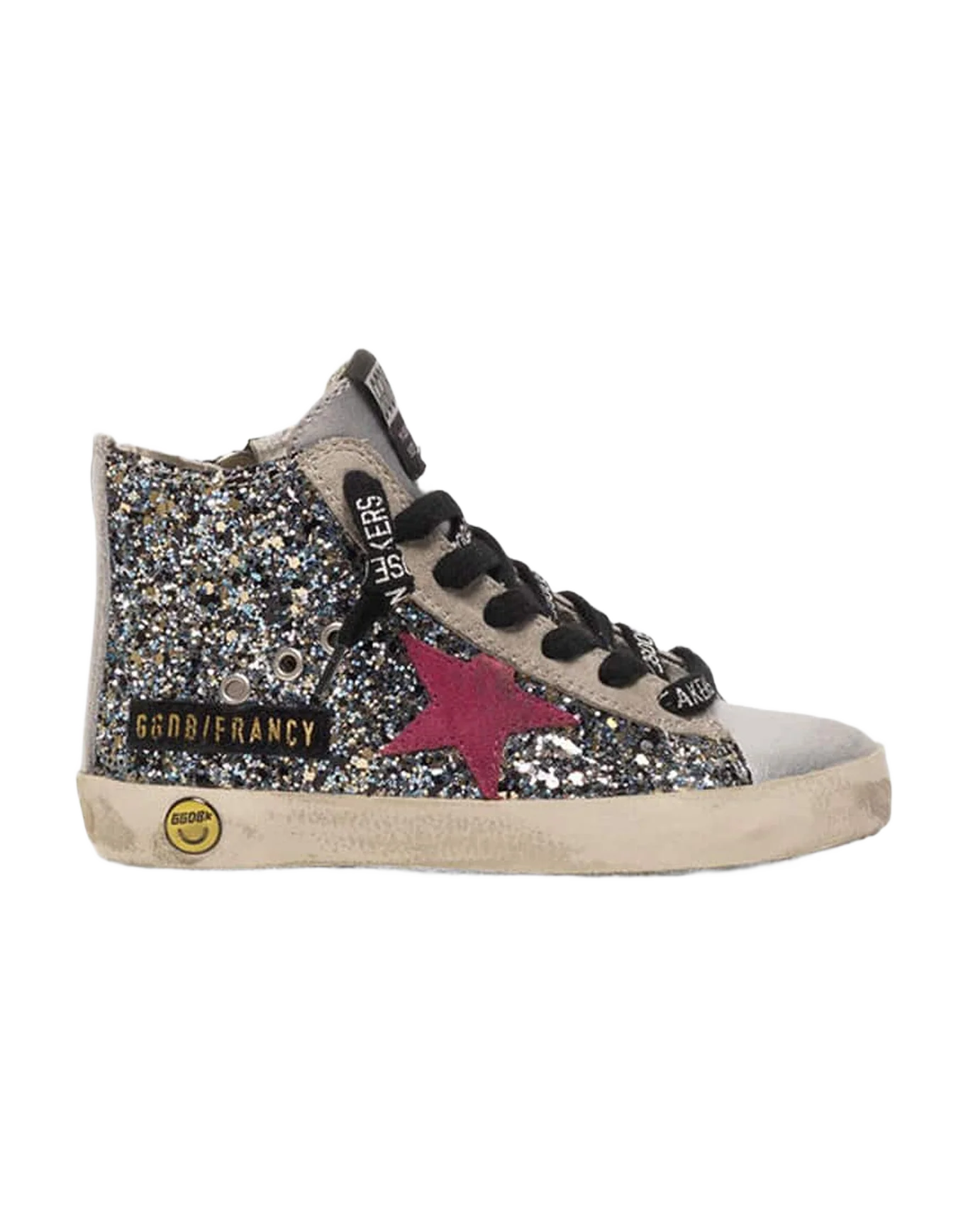 Kids | Francy Sneakers Silver Leather with Glitter Star (V1) - Image 4