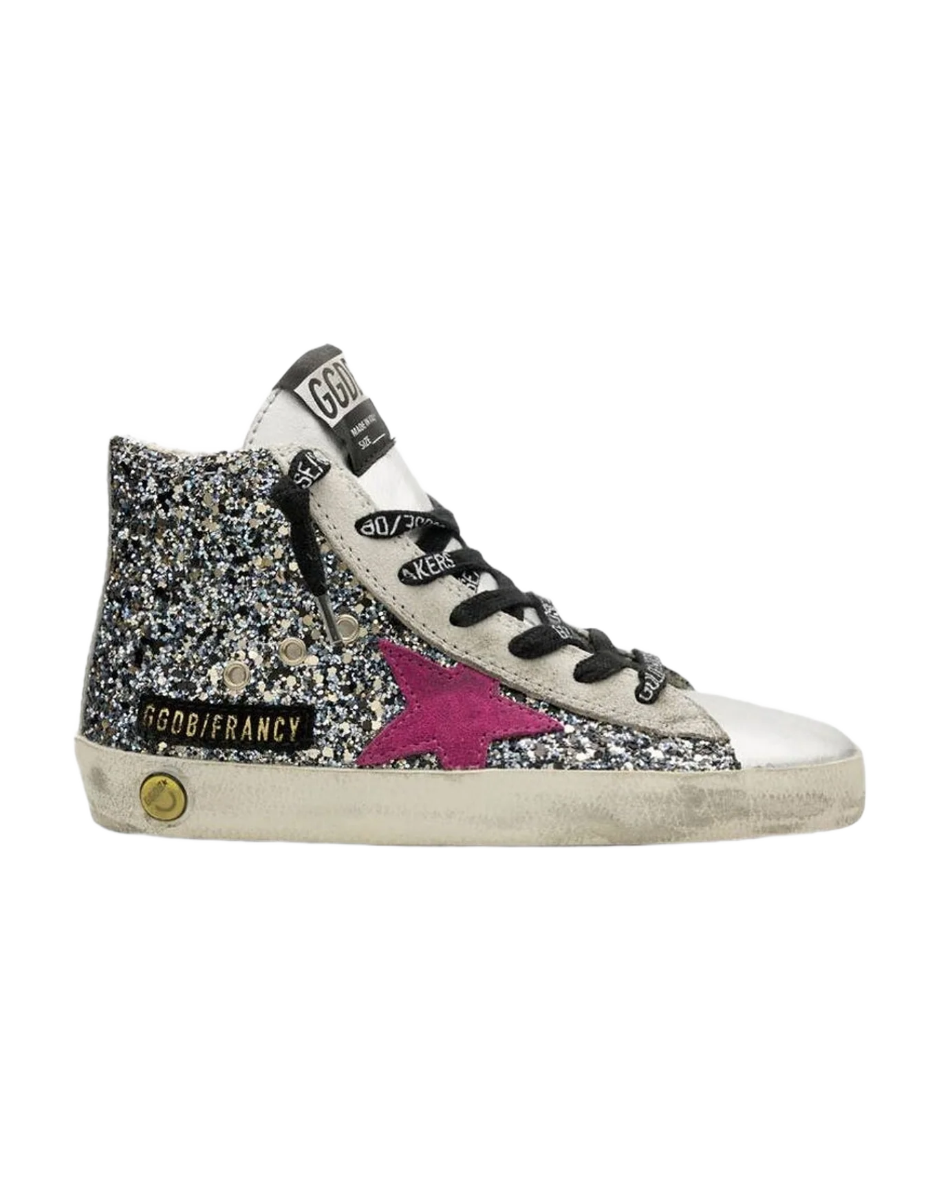 Kids | Francy Sneakers Silver Leather with Glitter Star (V2)