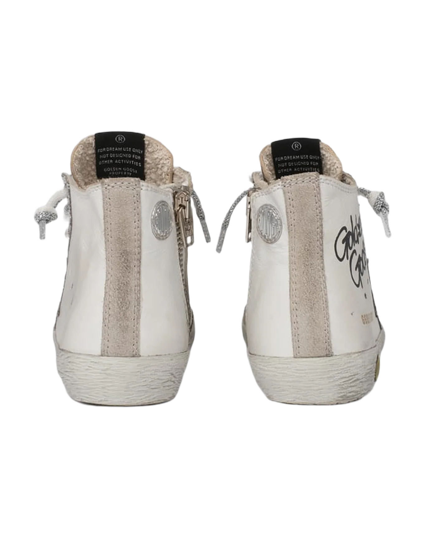 Kids | Francy Sneakers with Leopard-Print Insert & Two-Tone White & Silver Laces | White x Ice x Silver x Beige Brown Leo (V1) - Image 5