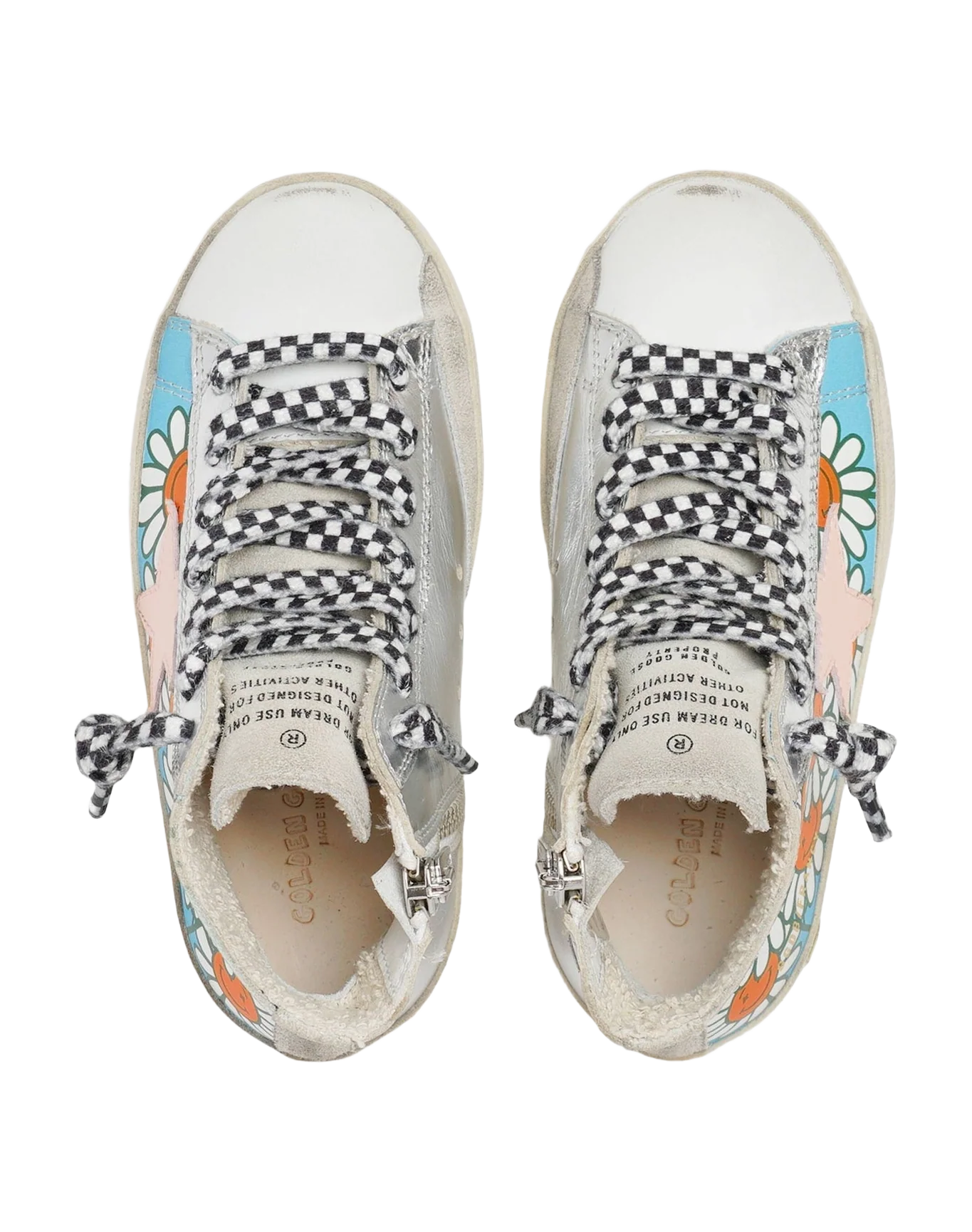 Kids | Francy Young Sneakers Floreal Print with Pink Leather Star | Multicolor x White x Rose Quartz x Ice