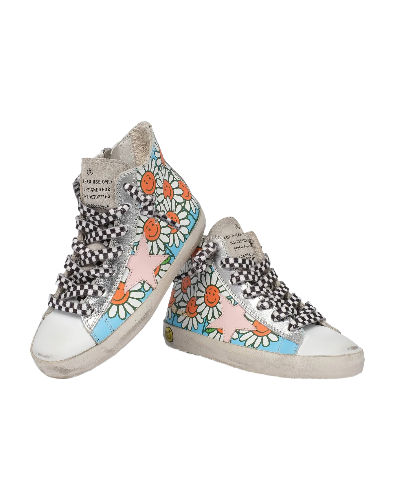 Kids | Francy Young Sneakers Floreal Print with Pink Leather Star | Multicolor x White x Rose Quartz x Ice - Image 2