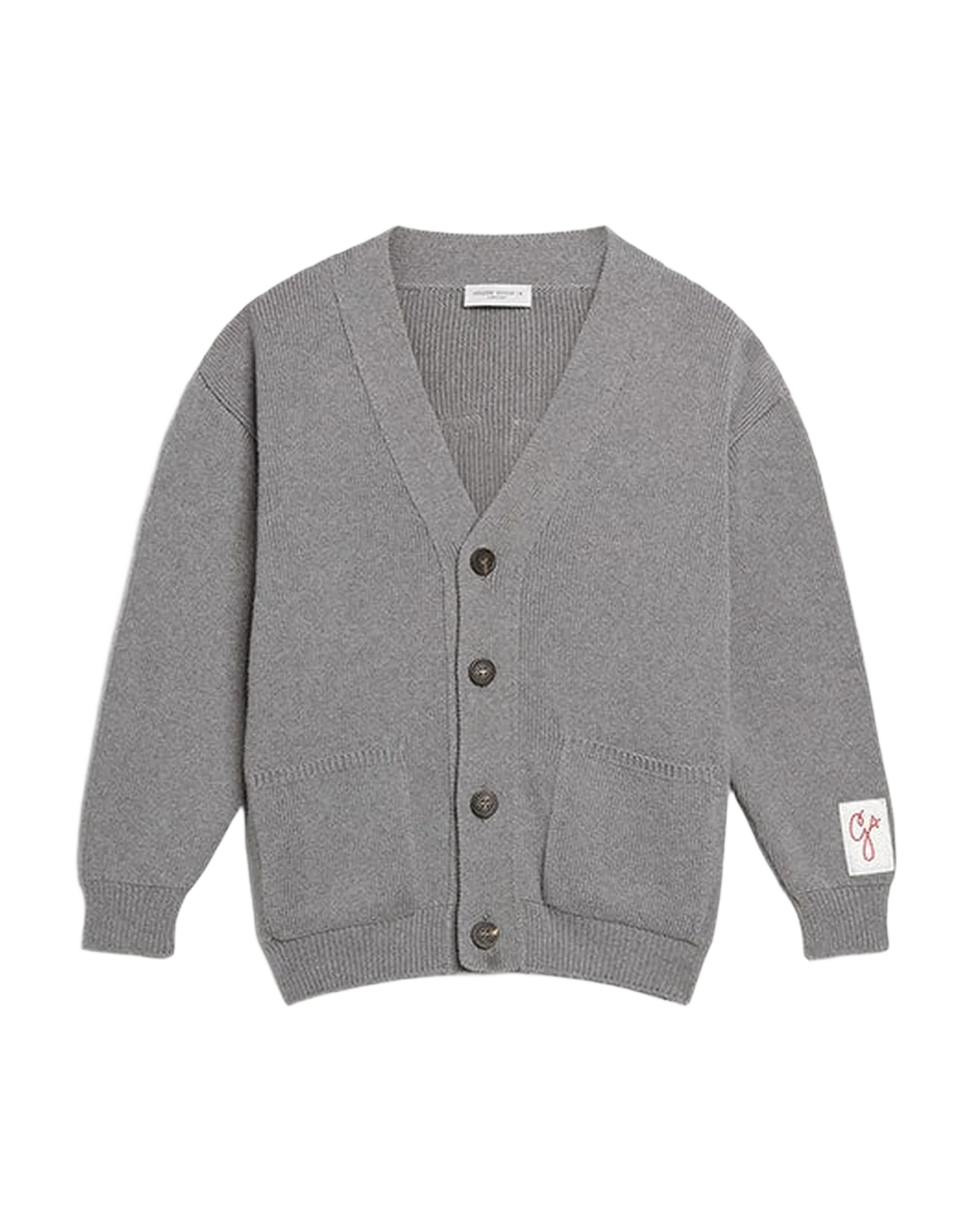 Kids | Gray Cotton Cardigan with Logo On The Back | Grigio - Image 6