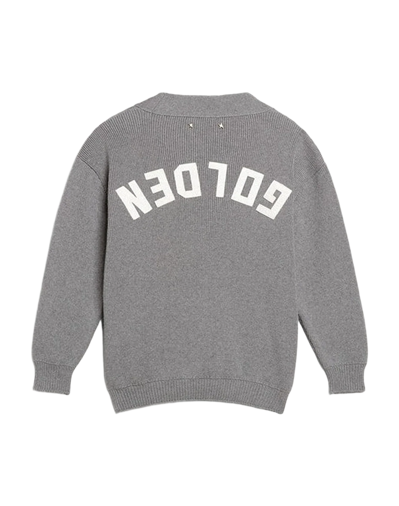 Kids | Gray Cotton Cardigan with Logo On The Back | Grigio - Image 8