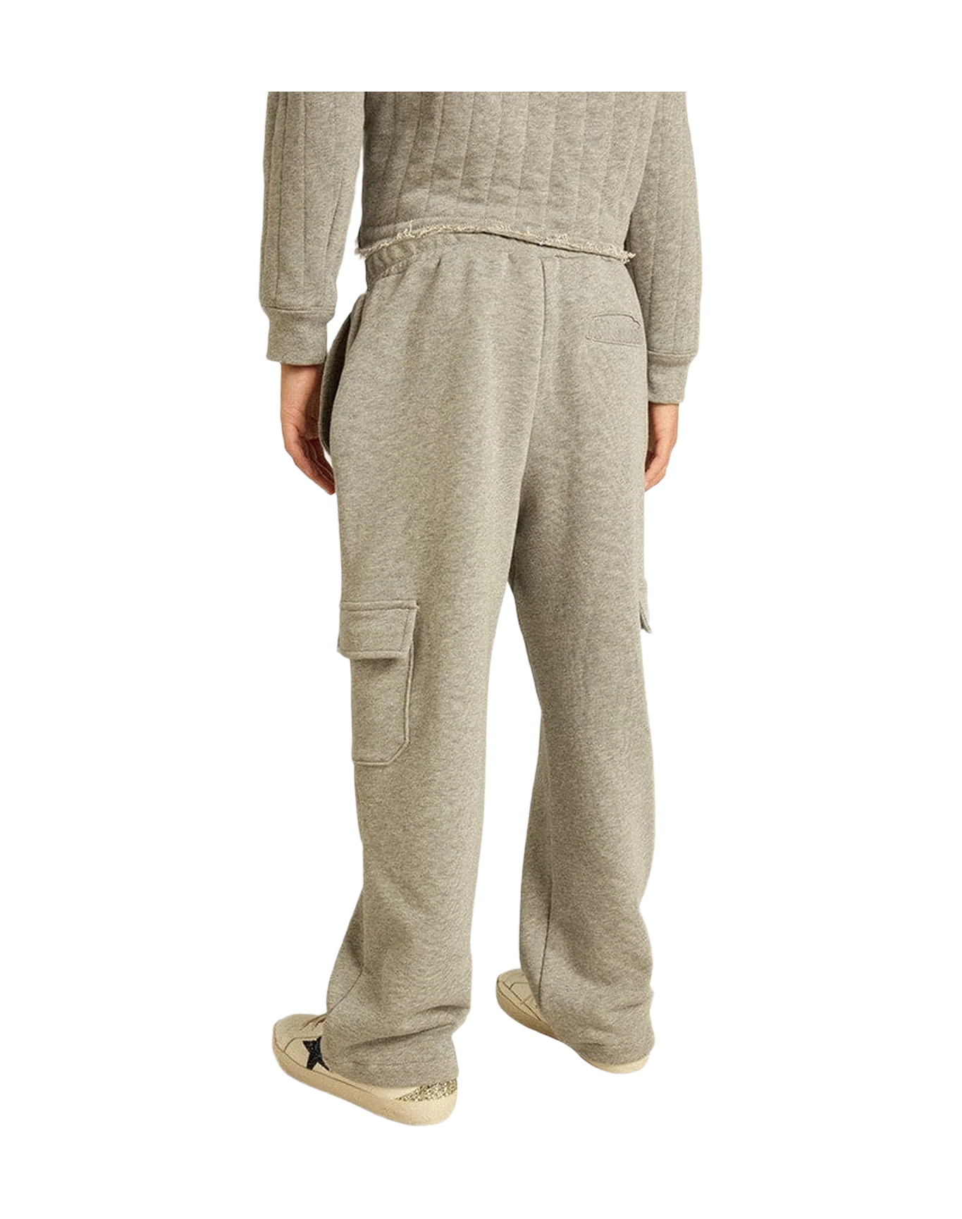 Kids | Gray Melange Cotton Cargo Joggers with Embroidery | Grey Melange x Red - Image 13