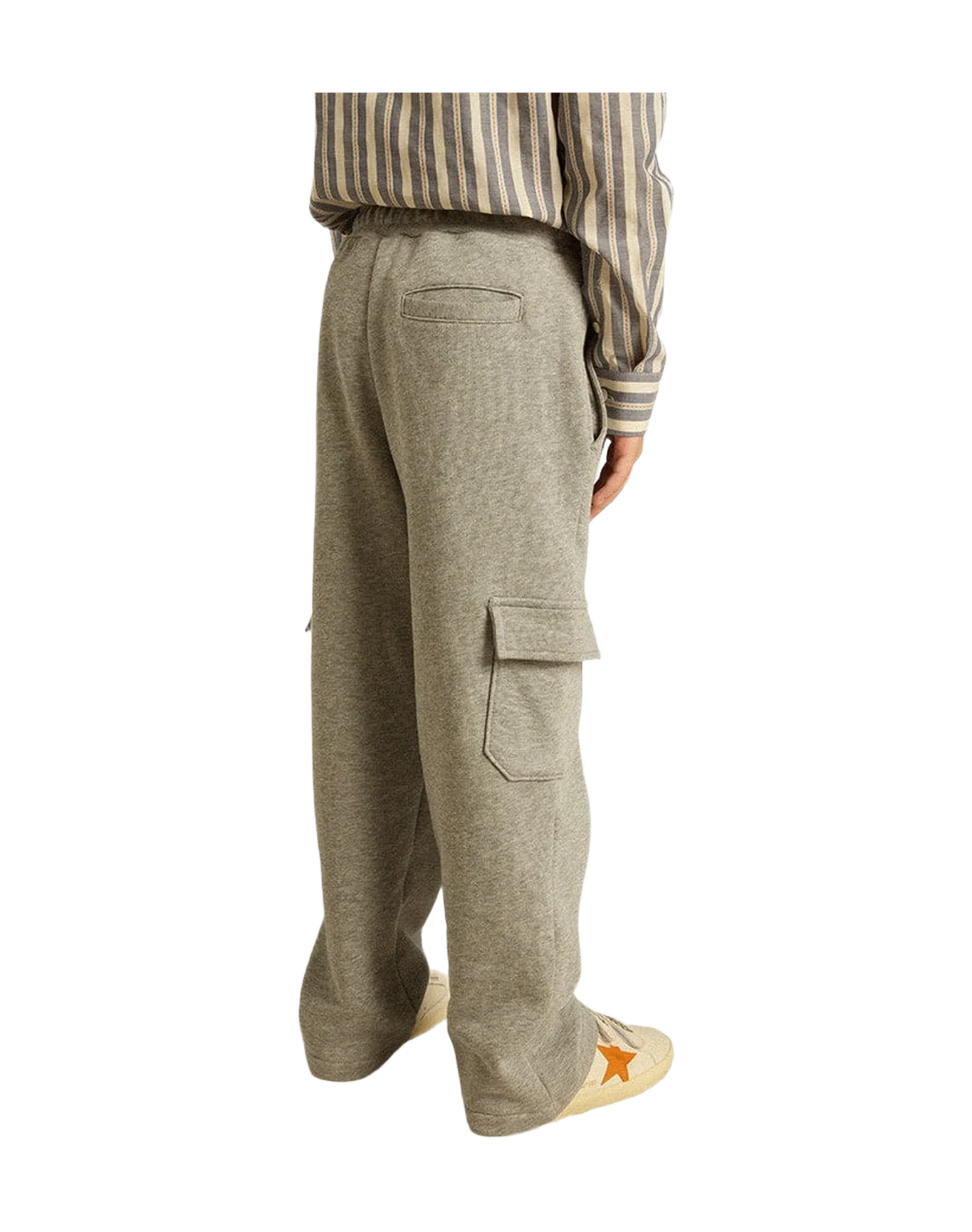 Kids | Gray Melange Cotton Cargo Joggers with Embroidery | Grey Melange x Red - Image 6