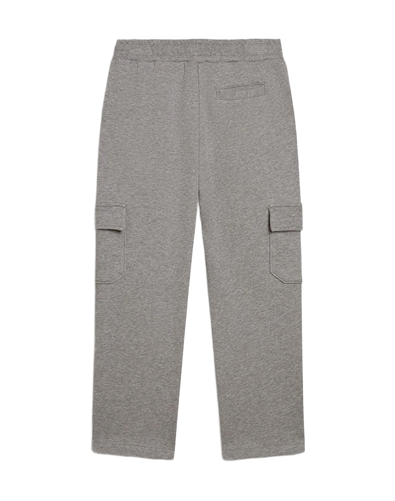 Kids | Gray Melange Cotton Cargo Joggers with Embroidery | Grey Melange x Red - Image 9