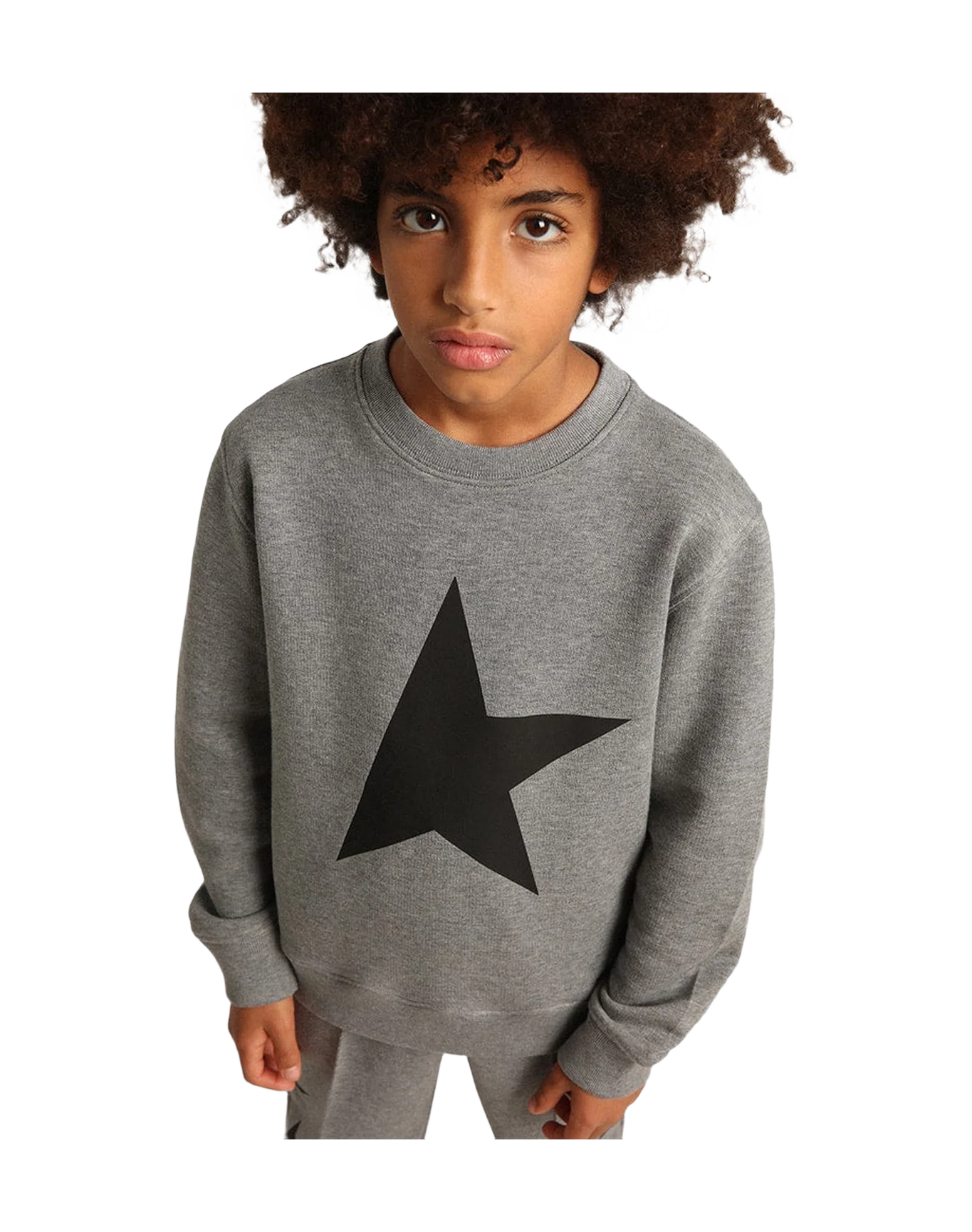 Kids | Gray Sweatshirt with Black Maxi Star On The Front | Grey Melange x Black - Image 2