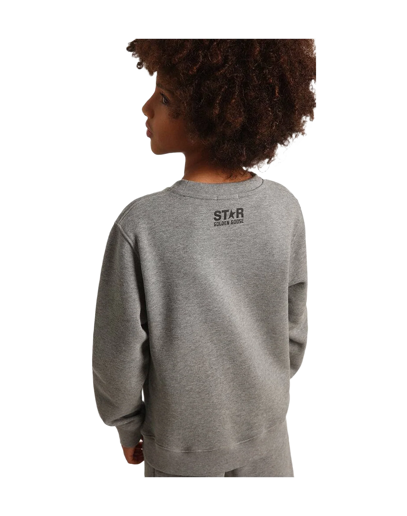 Kids | Gray Sweatshirt with Black Maxi Star On The Front | Grey Melange x Black - Image 5