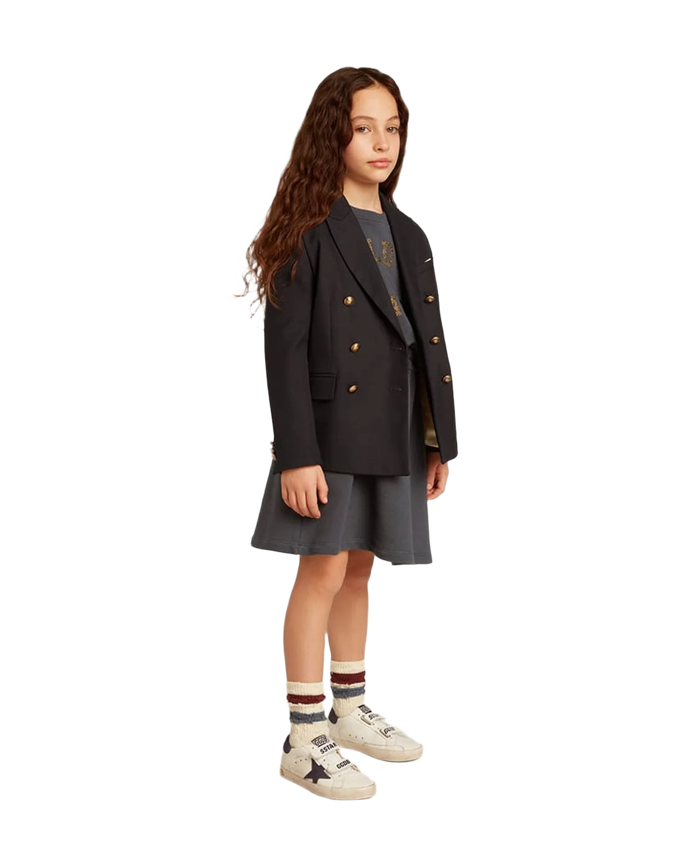 Kids | Grey Dress with Logo Front & White Stripes On Sleeves | Sea Storm x Artic Wolf